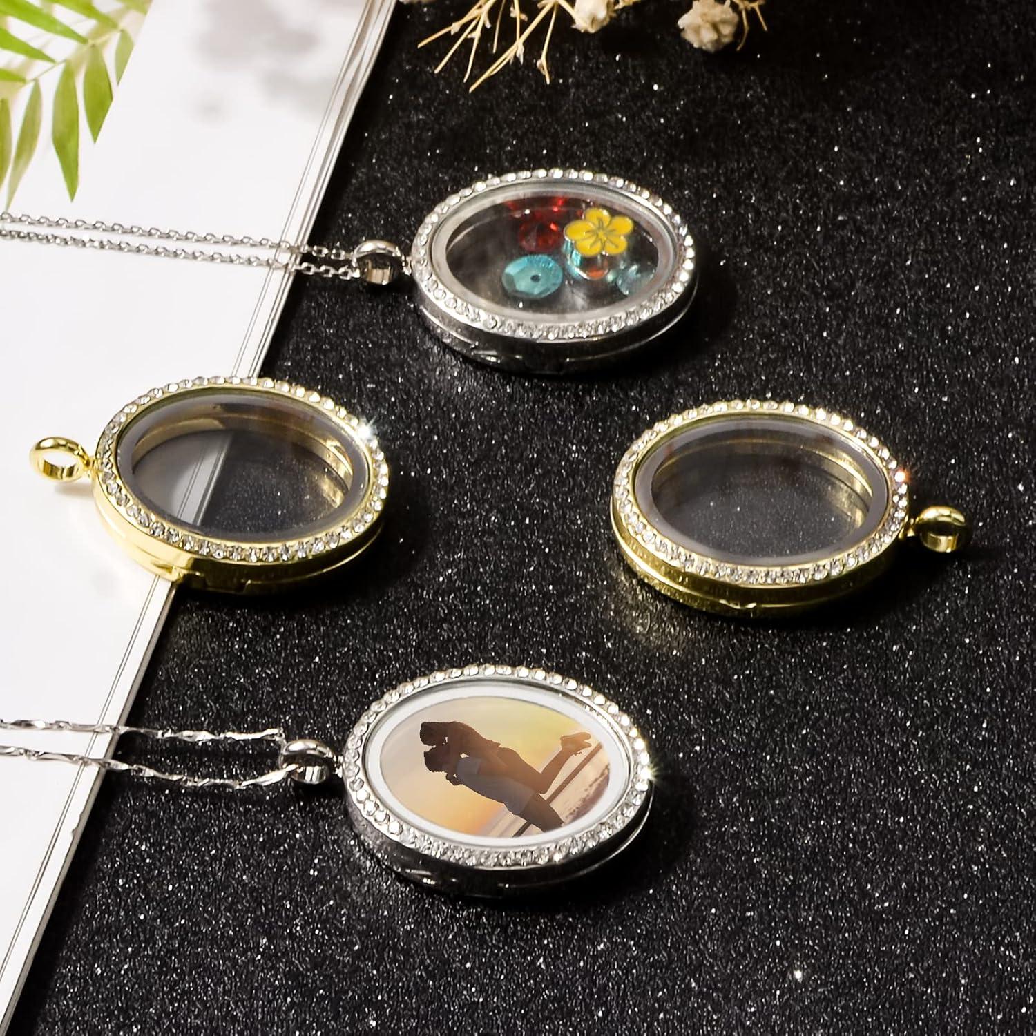 Charm de Foto WANDIC con Rhinestones - 4 Piezas Ovaladas