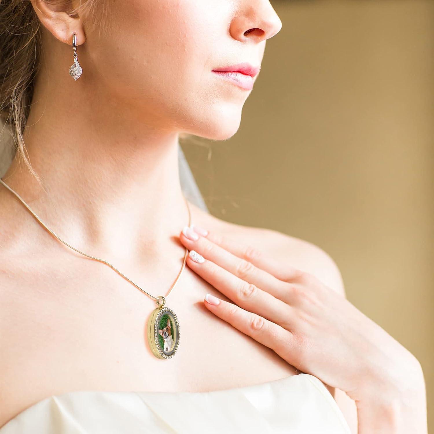 Charm de Foto WANDIC con Rhinestones - 4 Piezas Ovaladas