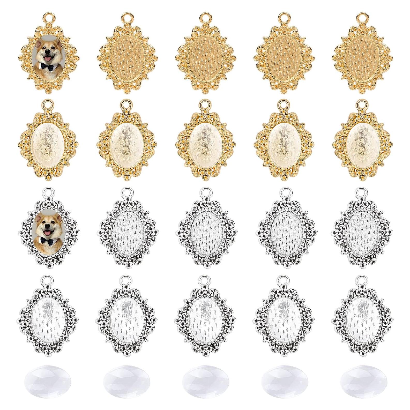 Kit de 100 Bandejas de Colgante Bezel PH PandaHall - Dorado y Plateado