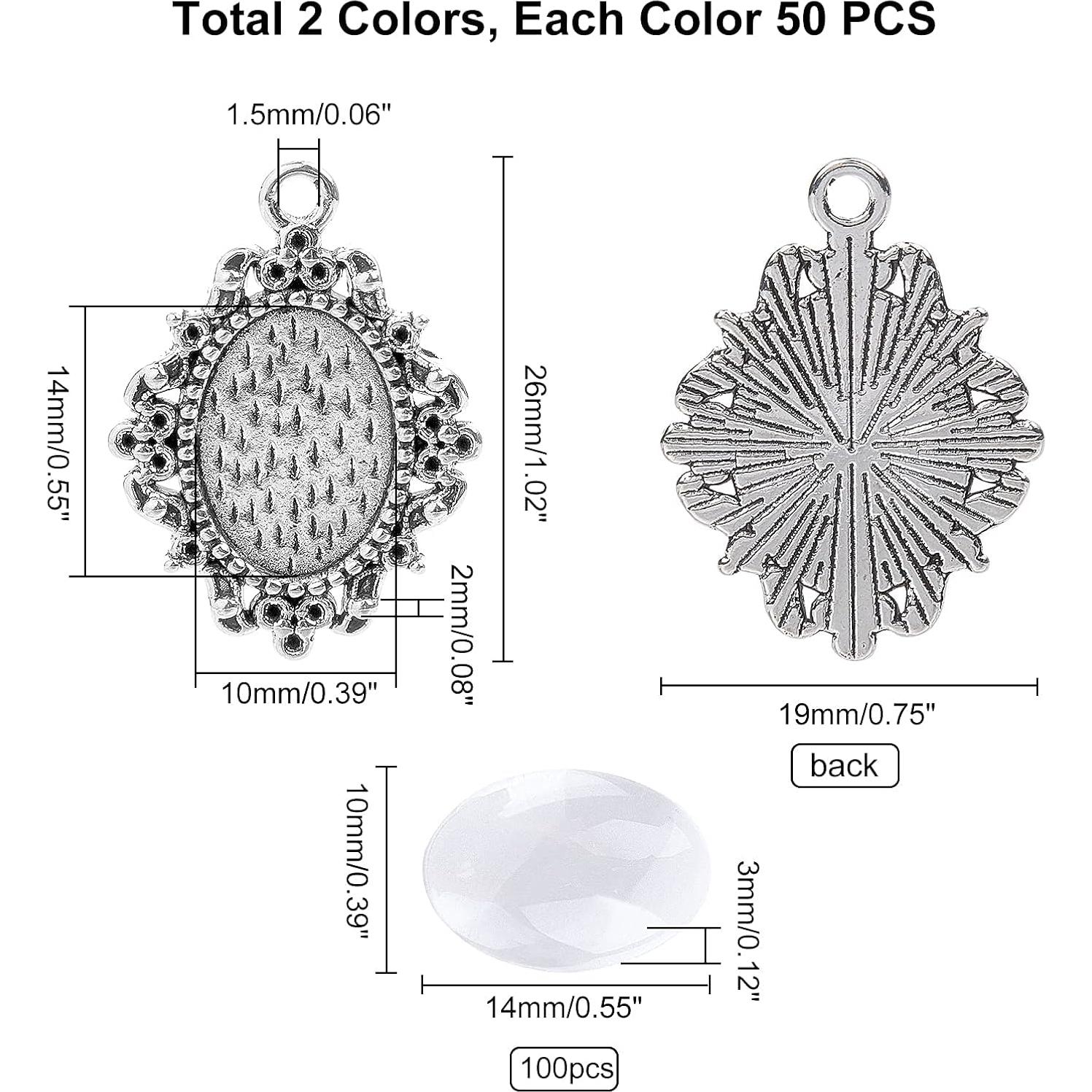 Kit de 100 Bandejas de Colgante Bezel PH PandaHall - Dorado y Plateado
