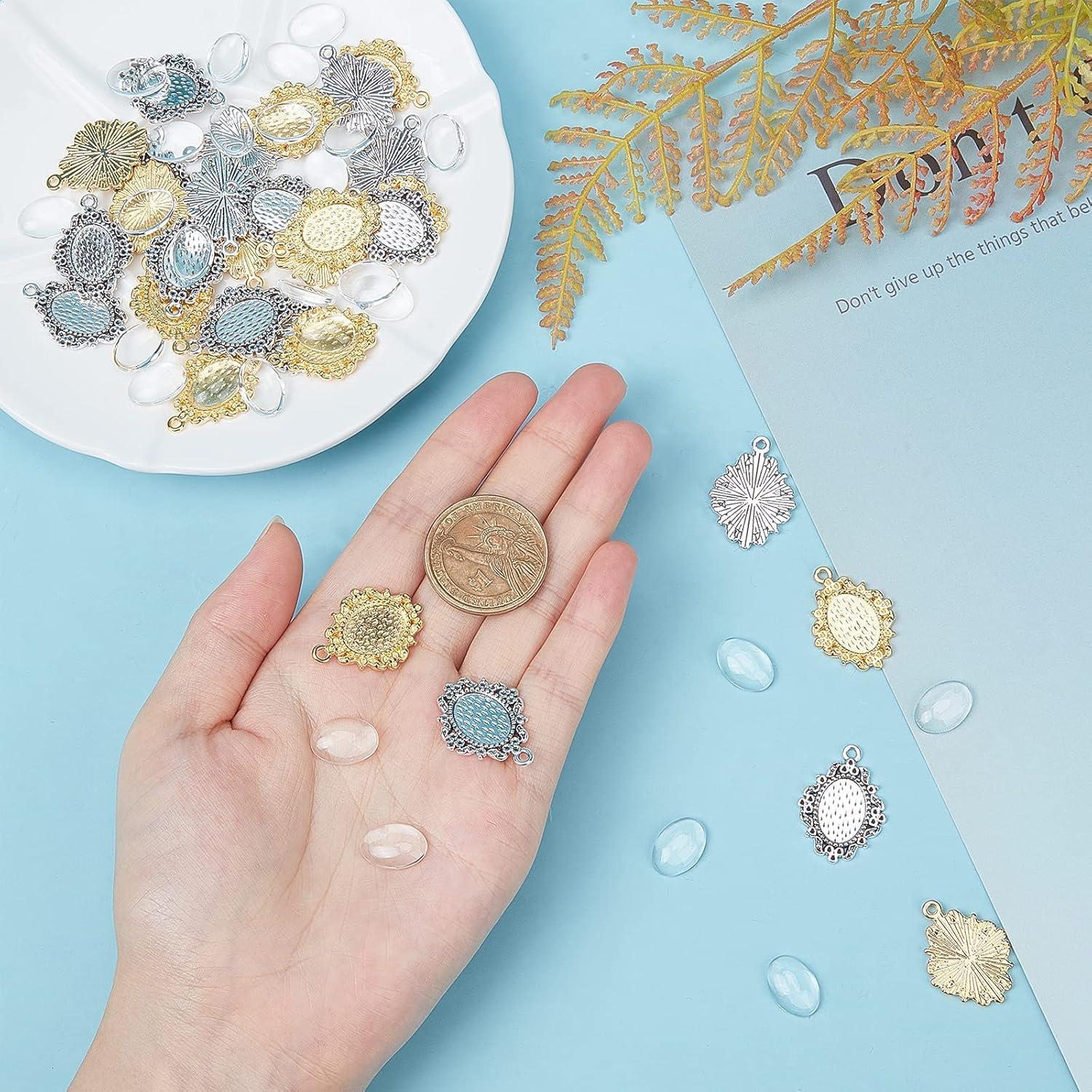 Kit de 100 Bandejas de Colgante Bezel PH PandaHall - Dorado y Plateado