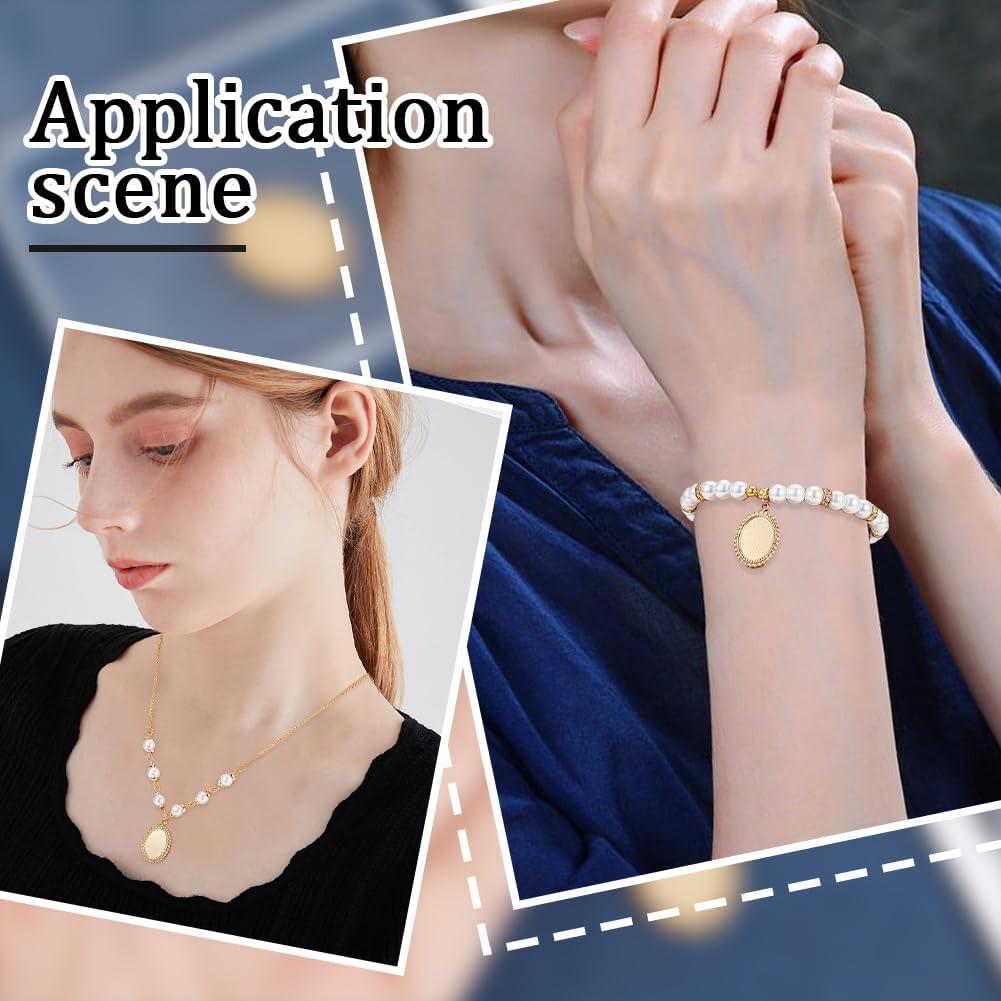 Beebeecraft 6Pcs Cabochón Encantos 14K Baño de Oro Acero Inoxidable