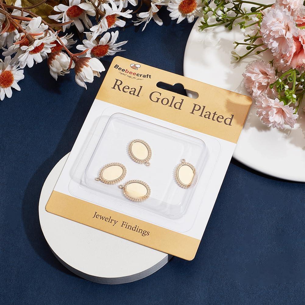 Beebeecraft 6Pcs Cabochón Encantos 14K Baño de Oro Acero Inoxidable