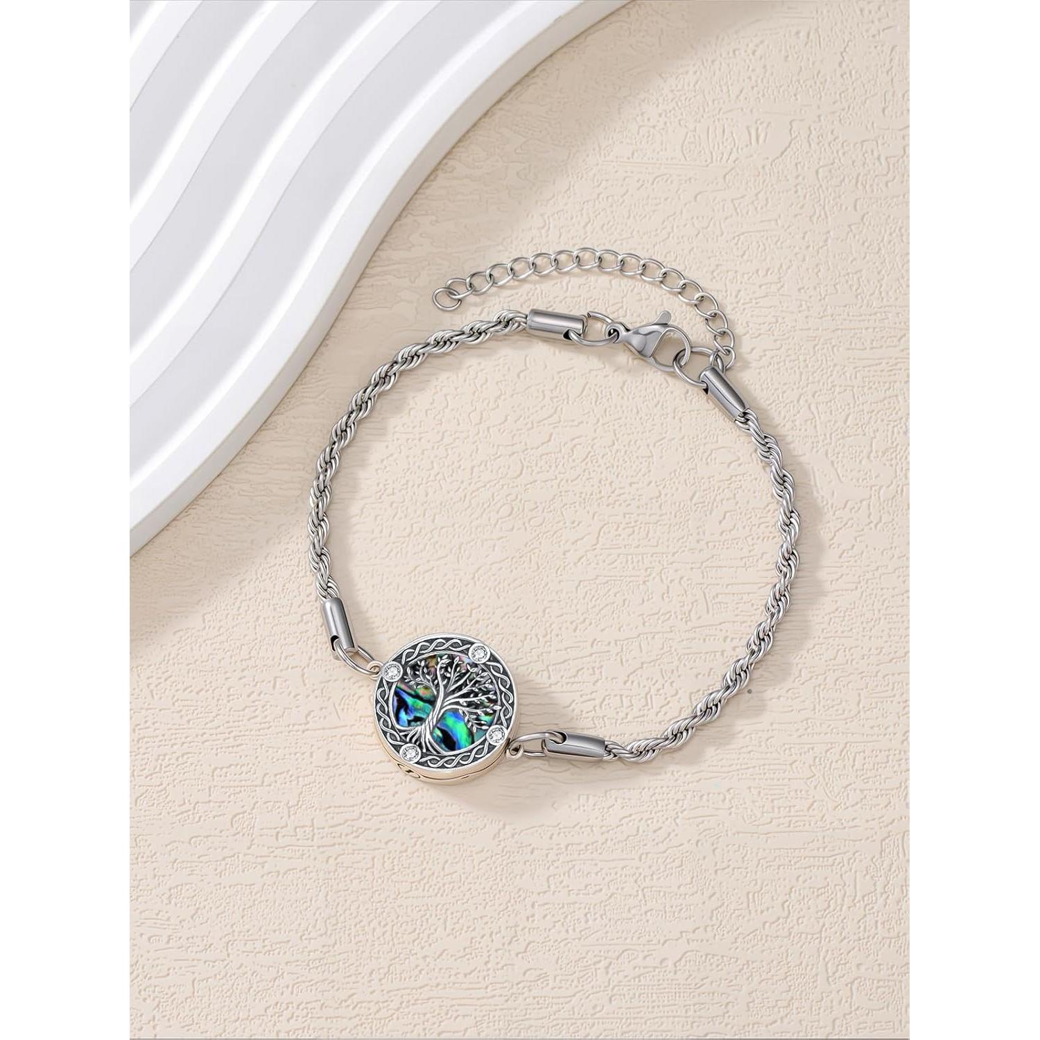 Pulsera de Urna Árbol de la Vida 925 Plata Esterlina Ajustable