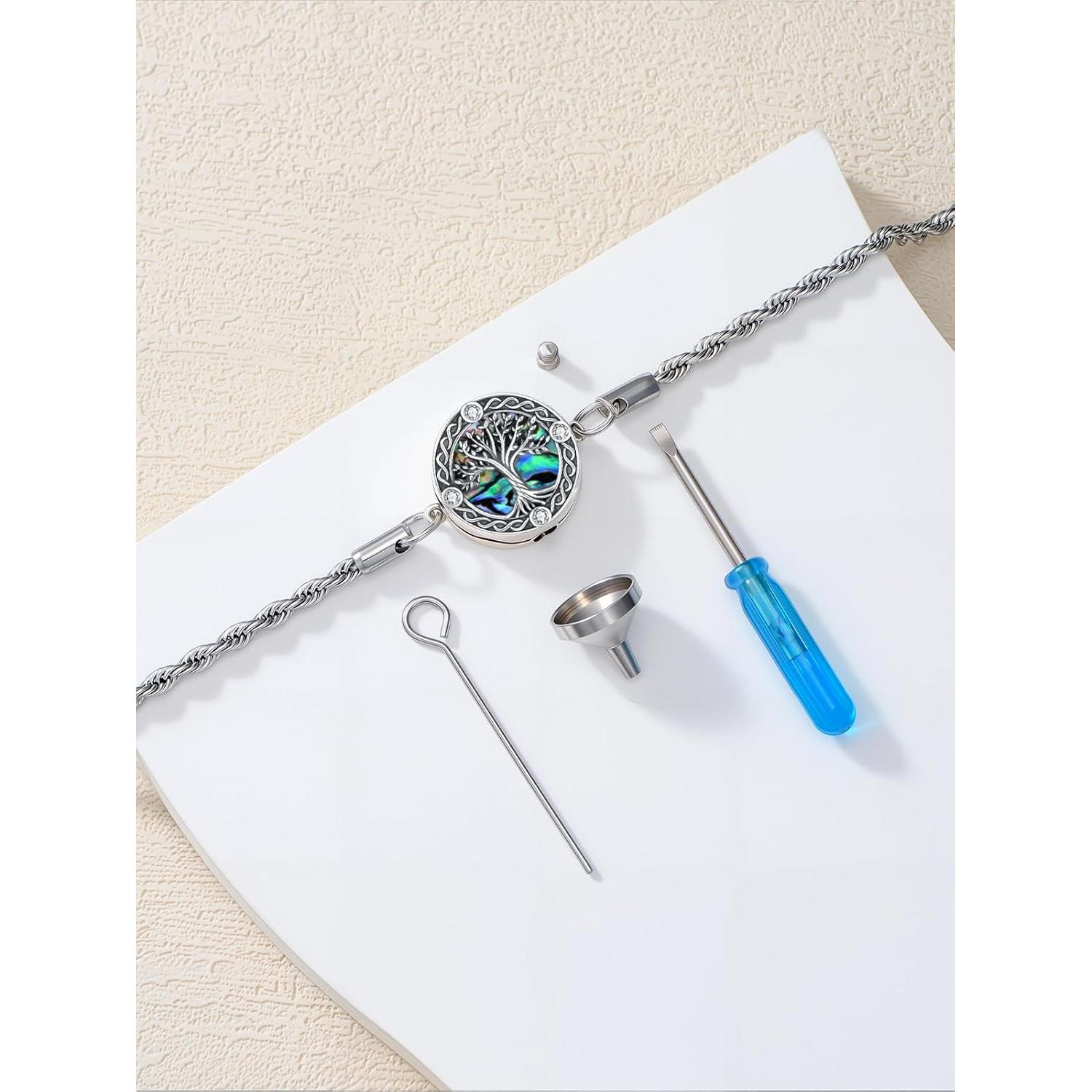 Pulsera de Urna Árbol de la Vida 925 Plata Esterlina Ajustable