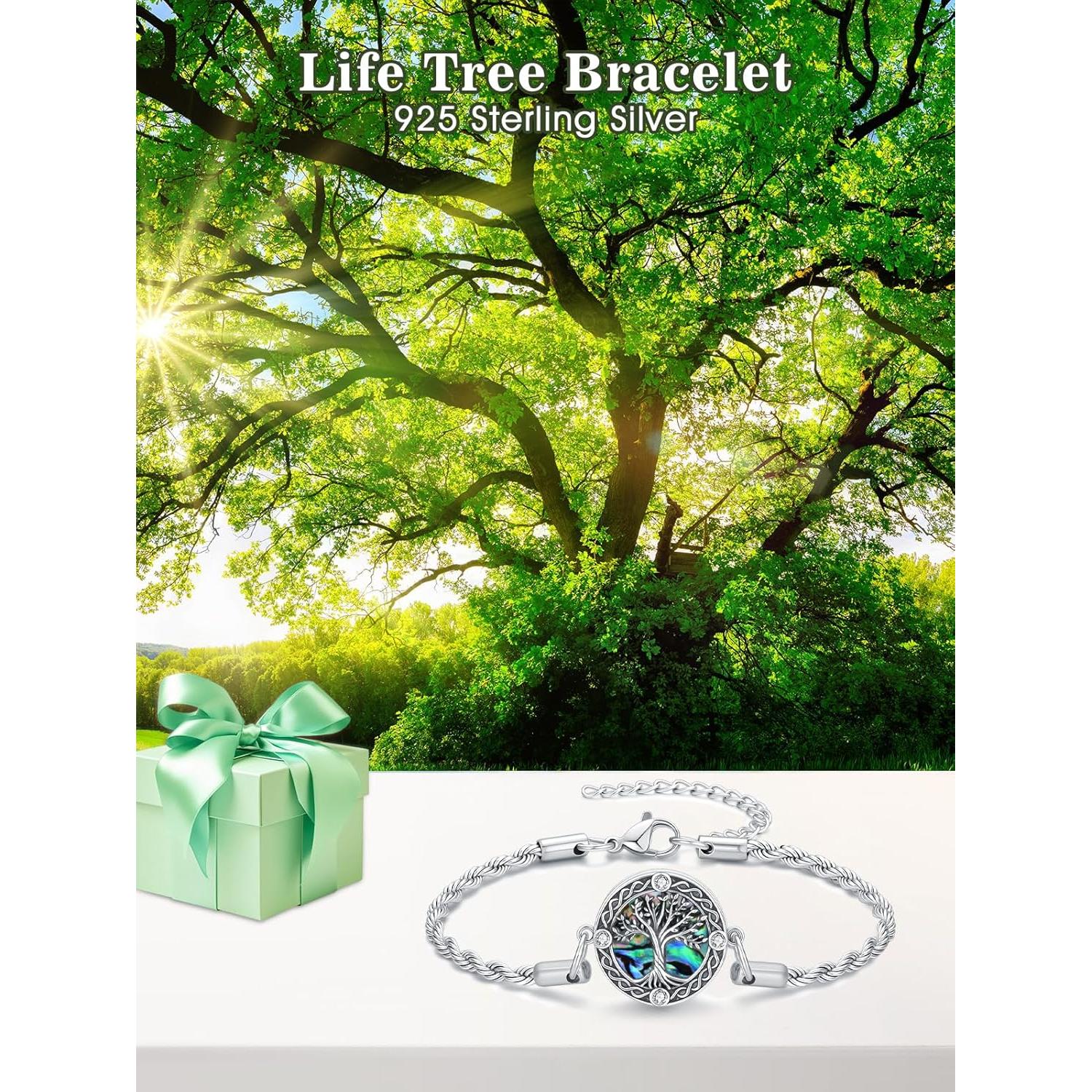Pulsera de Urna Árbol de la Vida 925 Plata Esterlina Ajustable