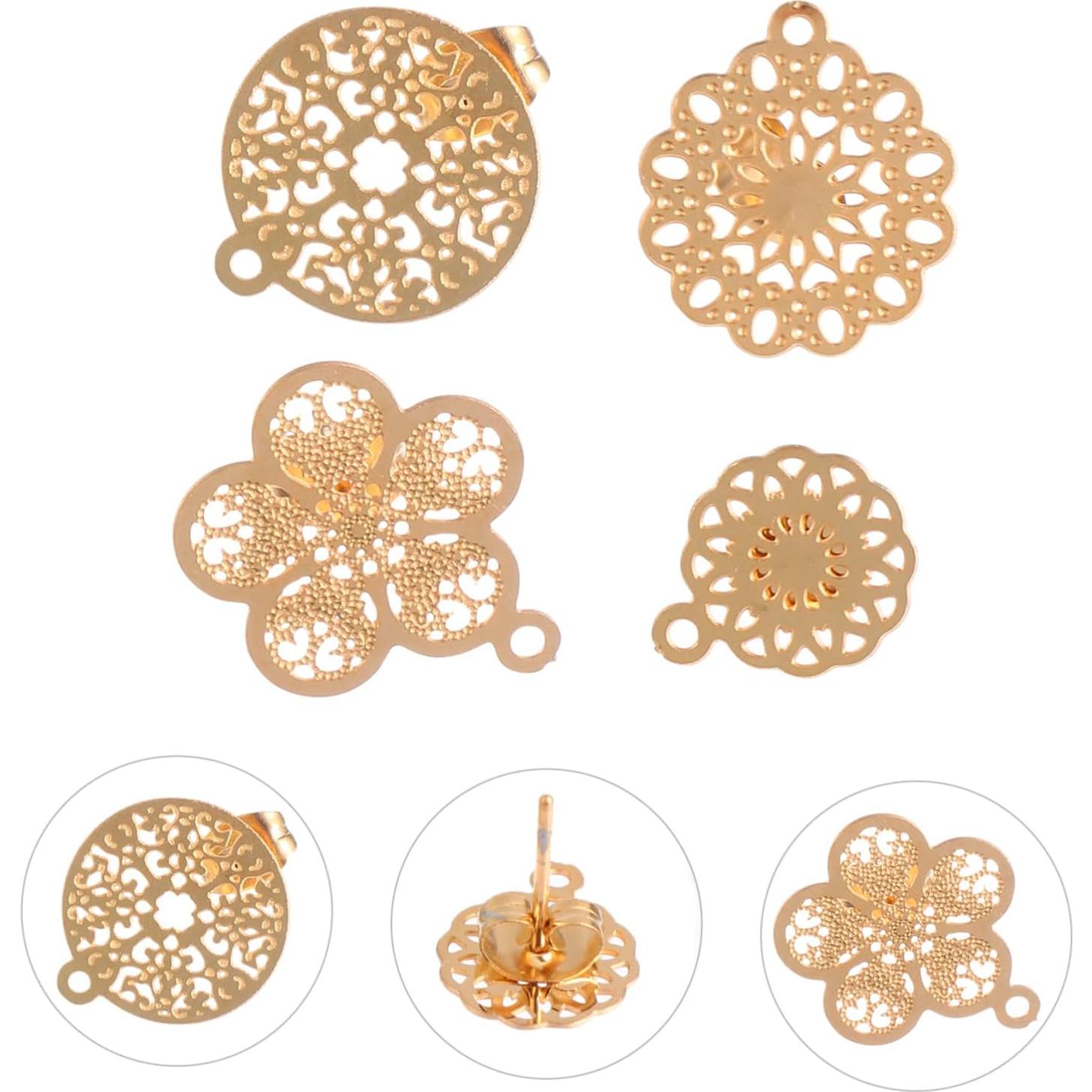 NUOBESTY 4 Pares Base para Pendientes Dorados DIY Joyería