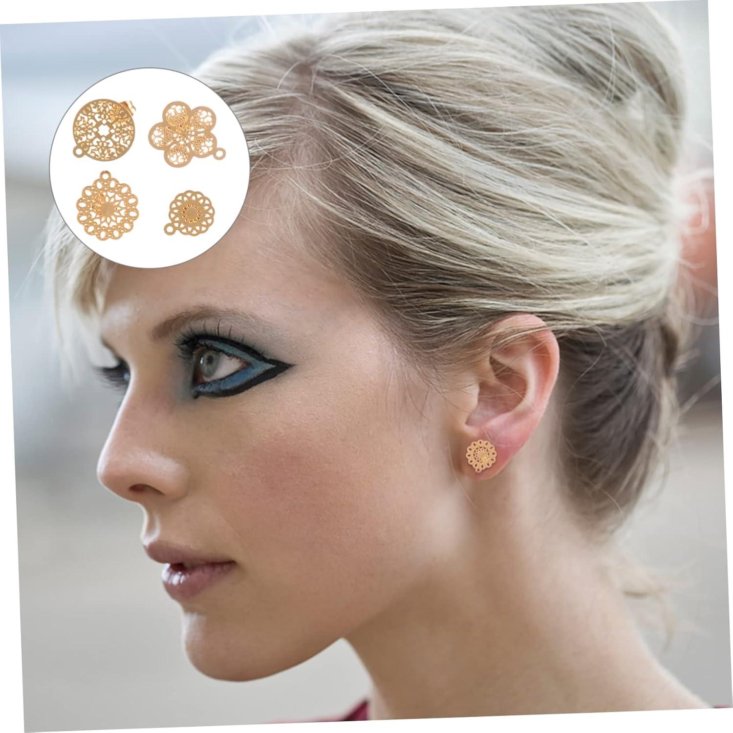 NUOBESTY 4 Pares Base para Pendientes Dorados DIY Joyería