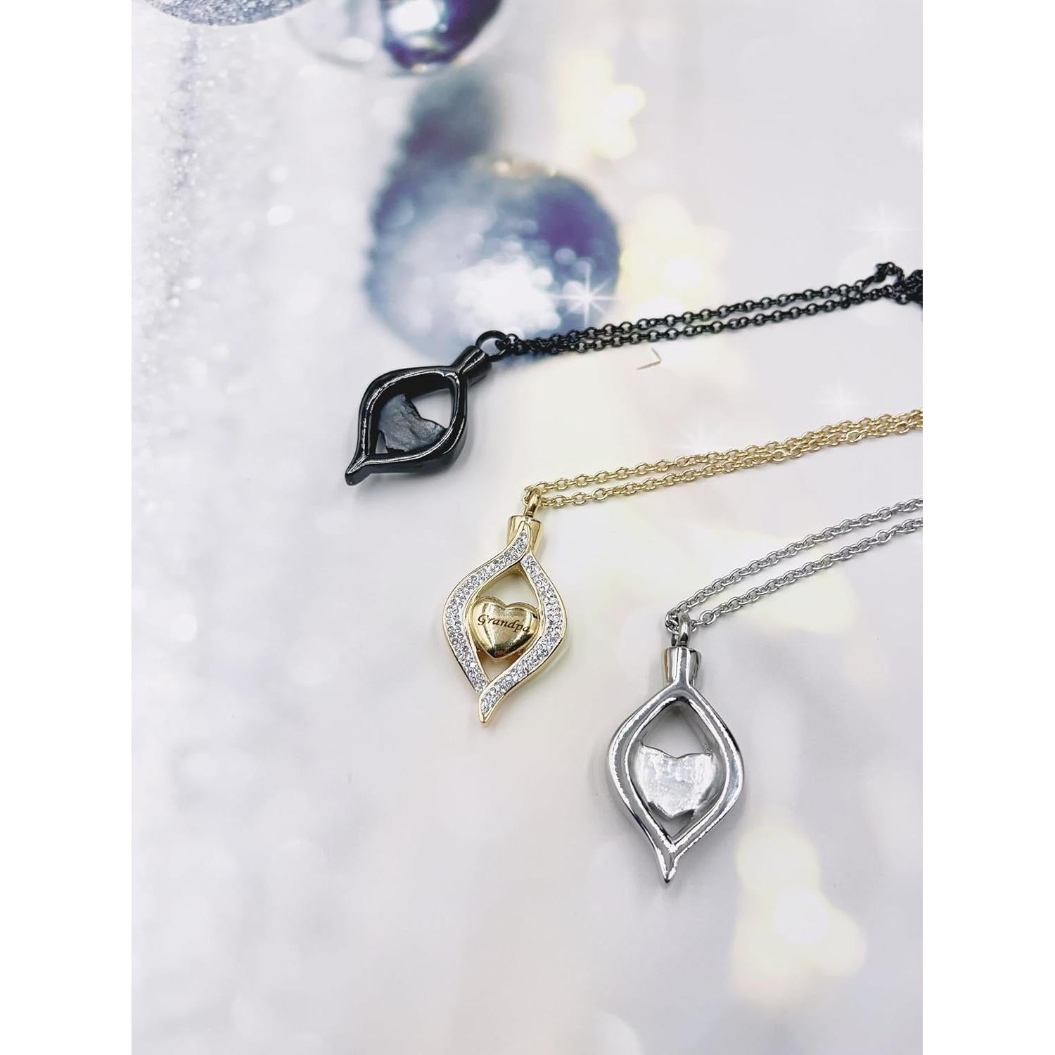 Collar de cremación dorado YQSLIN para cenizas - Urna lágrima