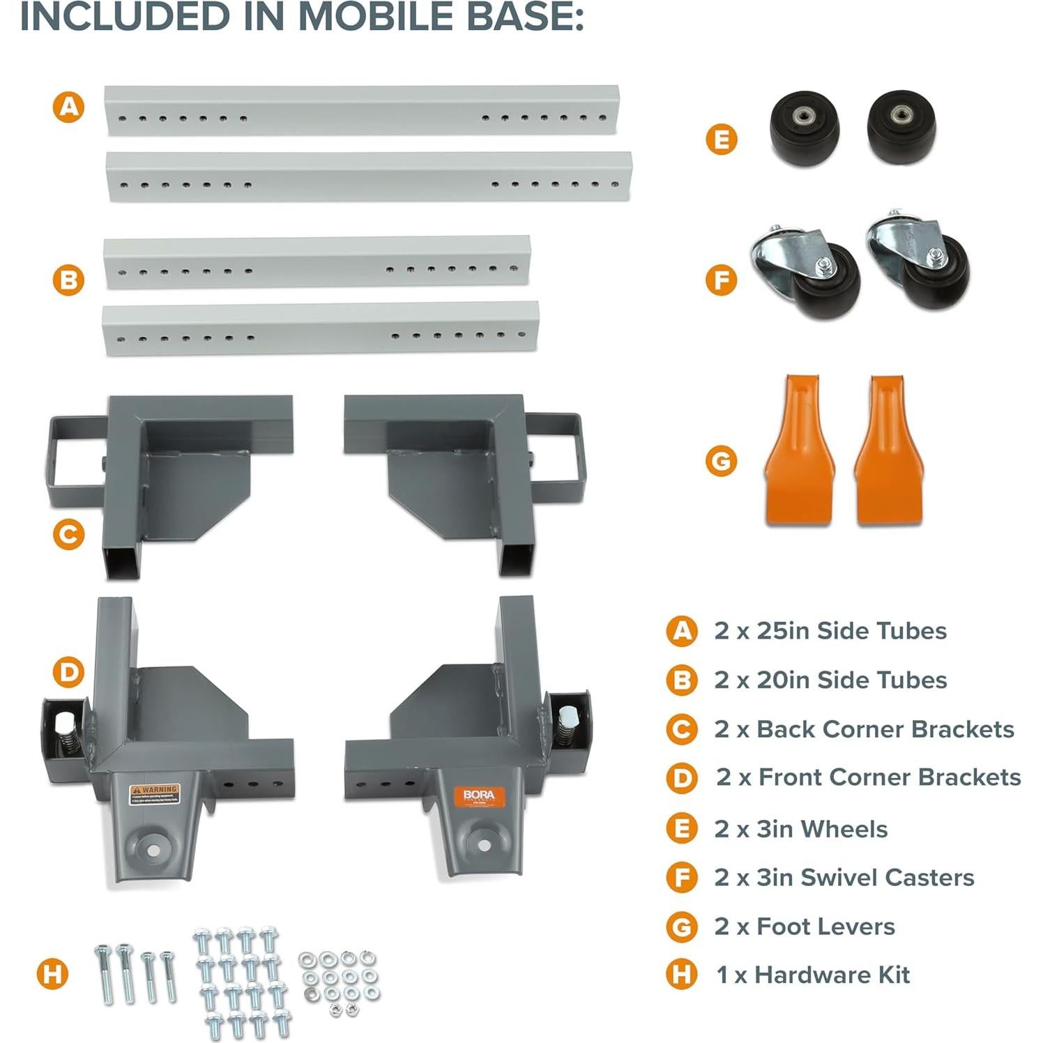 Base Móvil Bora Portamate PM-3500 - Alta Resistencia 680 kg