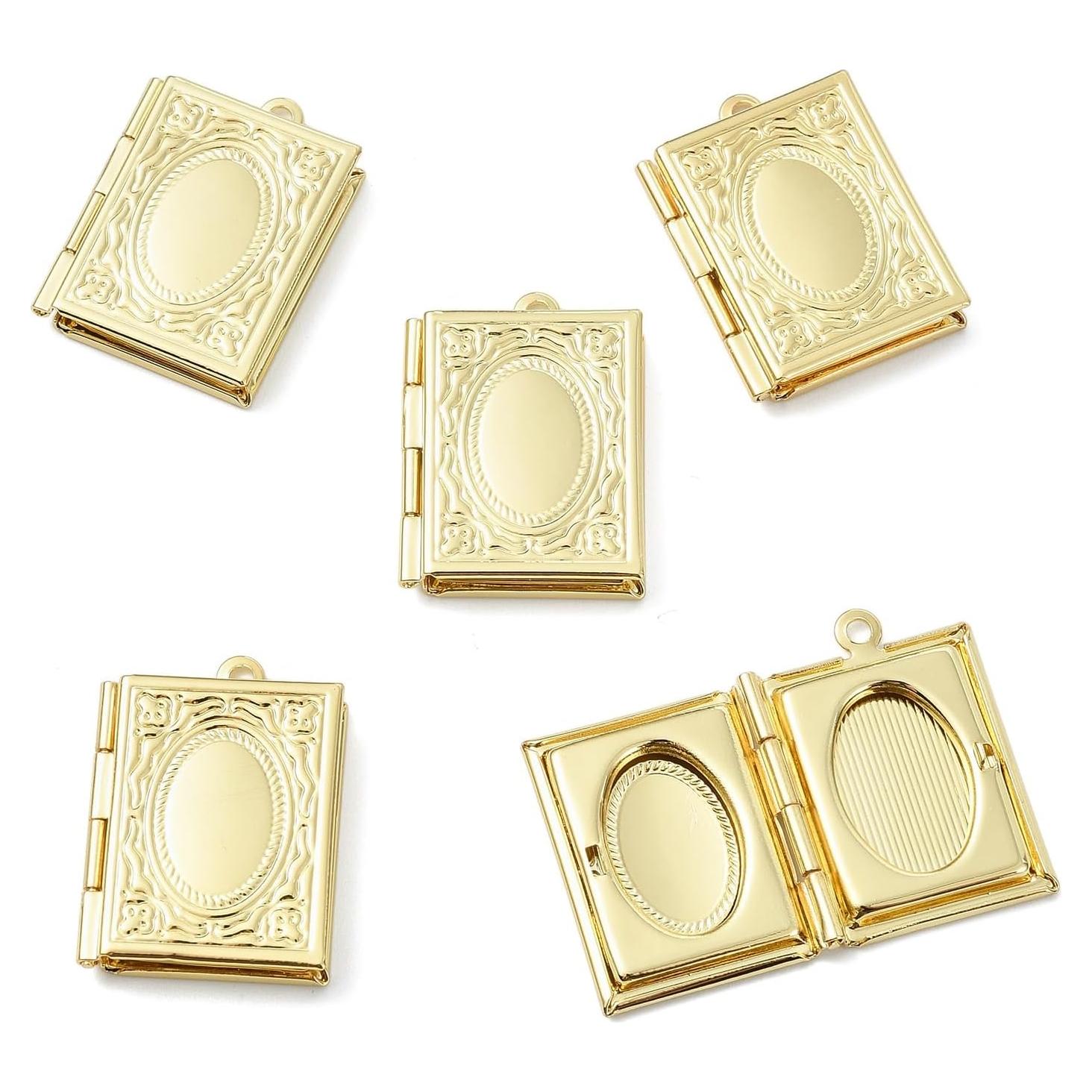 KitBeads 10 Colgantes Rectangulares de Latón 18K para Joyería