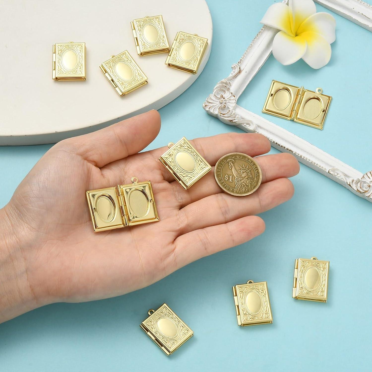 KitBeads 10 Colgantes Rectangulares de Latón 18K para Joyería