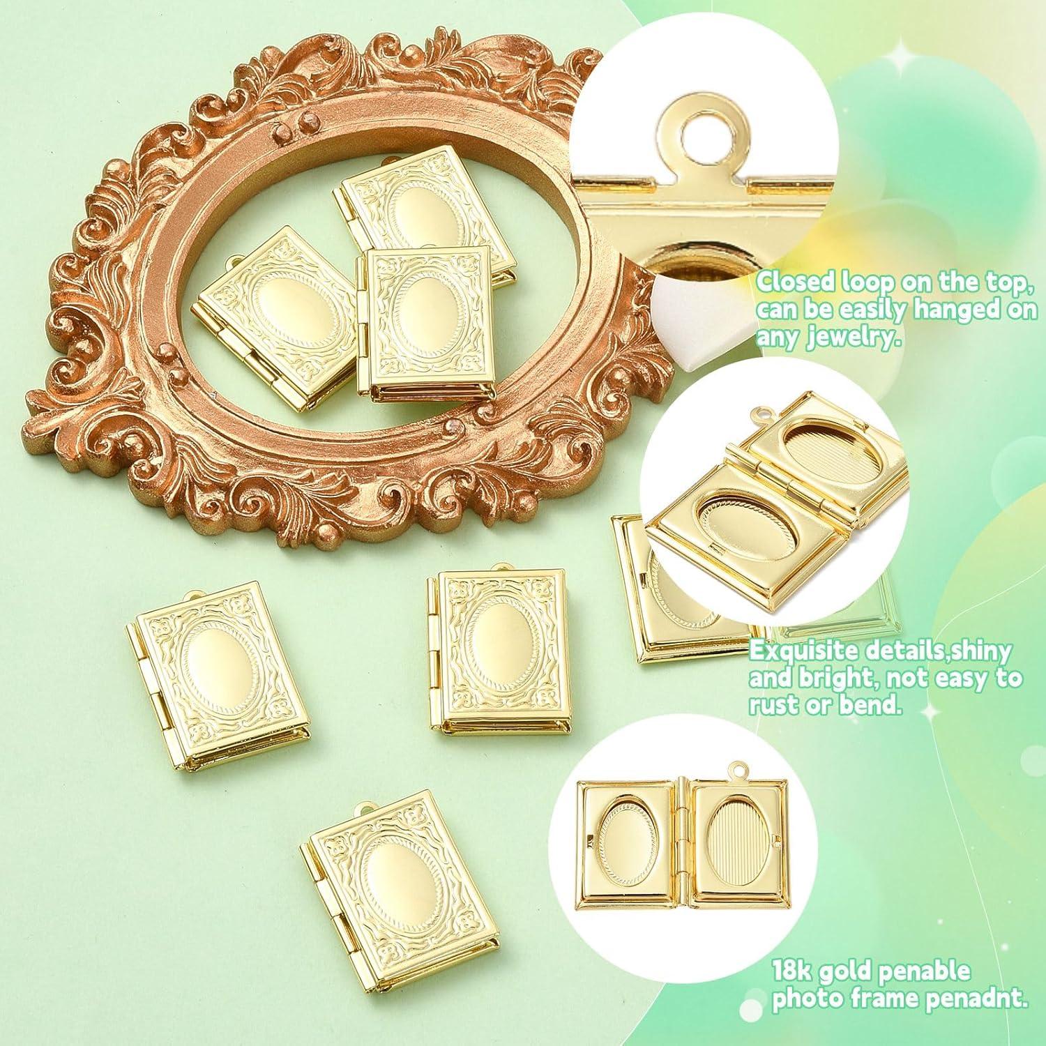 KitBeads 10 Colgantes Rectangulares de Latón 18K para Joyería