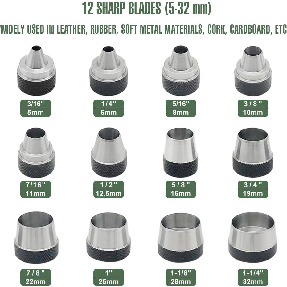 Juego de Punch de Junta 12 en 1 Senrog con Mango y Caja