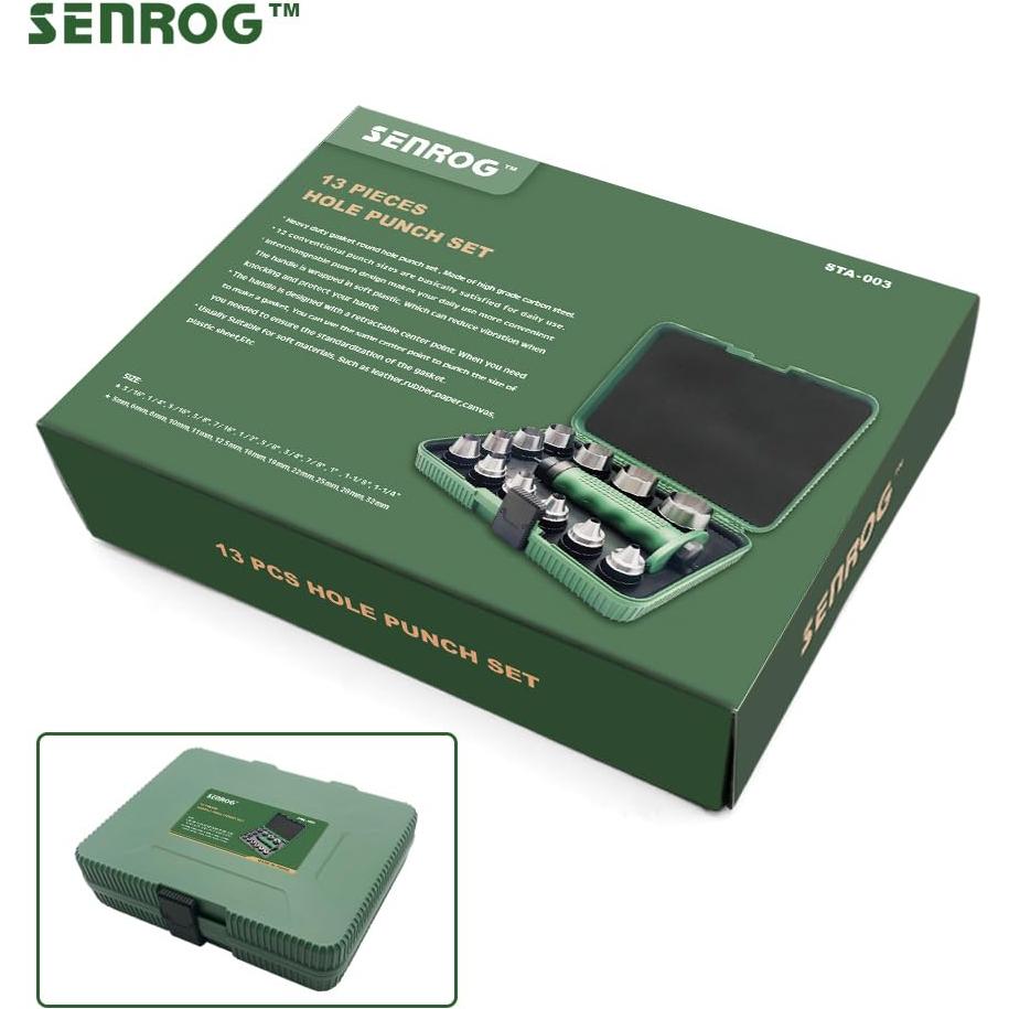 Juego de Punch de Junta 12 en 1 Senrog con Mango y Caja