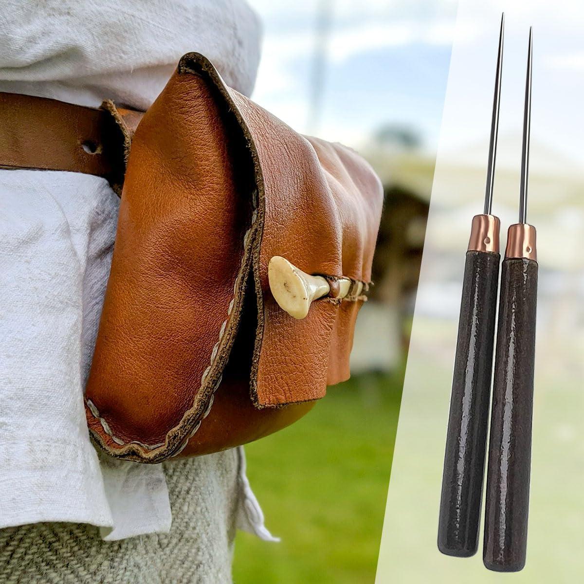 Conjunto de 2 Punzones de Cuero Triwenve con Mango de Madera