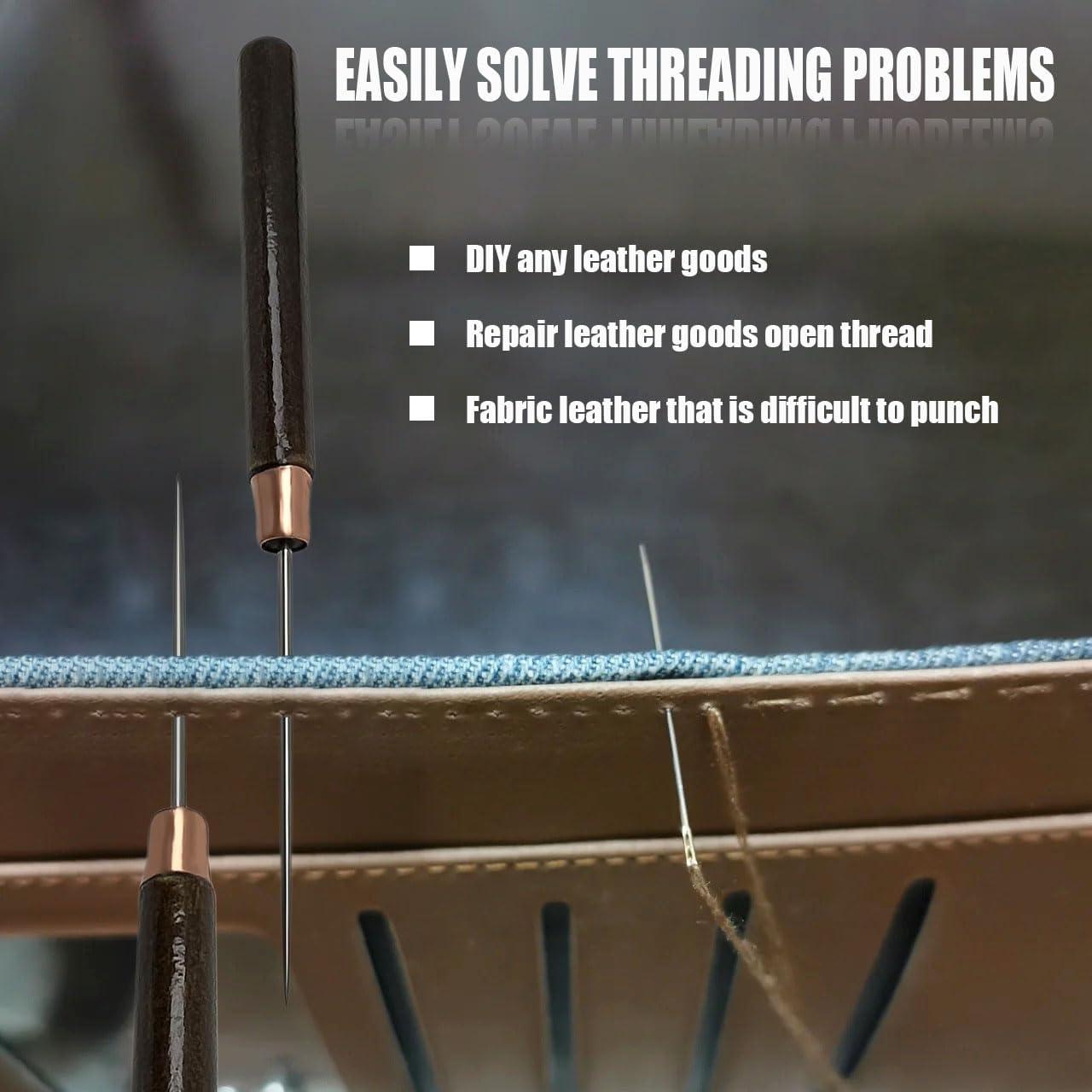 Conjunto de 2 Punzones de Cuero Triwenve con Mango de Madera