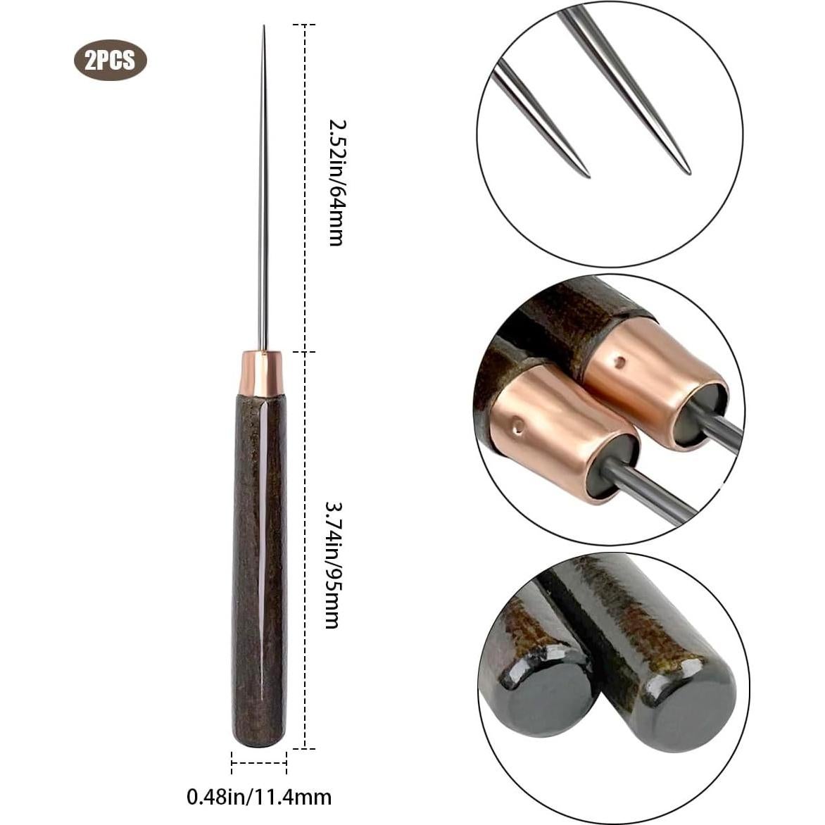 Conjunto de 2 Punzones de Cuero Triwenve con Mango de Madera