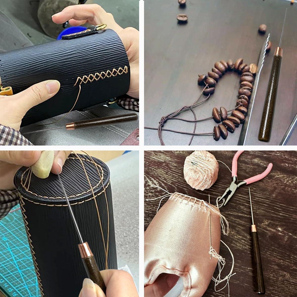 Conjunto de 2 Punzones de Cuero Triwenve con Mango de Madera