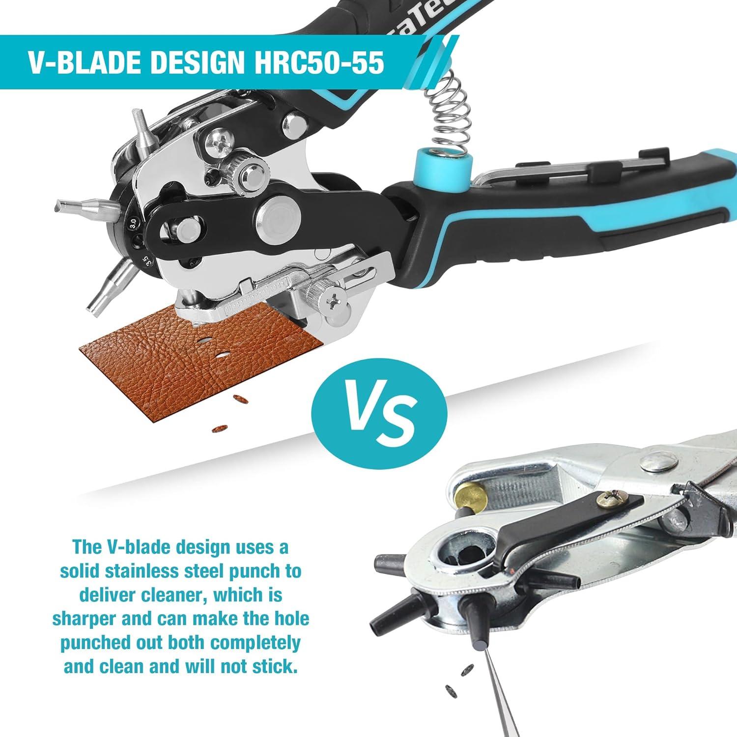 Perforadora de Cuero Duratech con 6 Tamaños de Agujeros