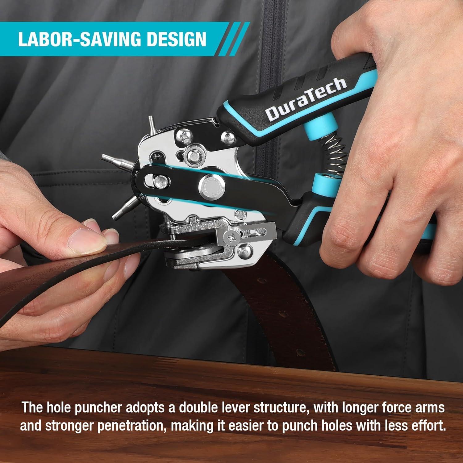 Perforadora de Cuero Duratech con 6 Tamaños de Agujeros