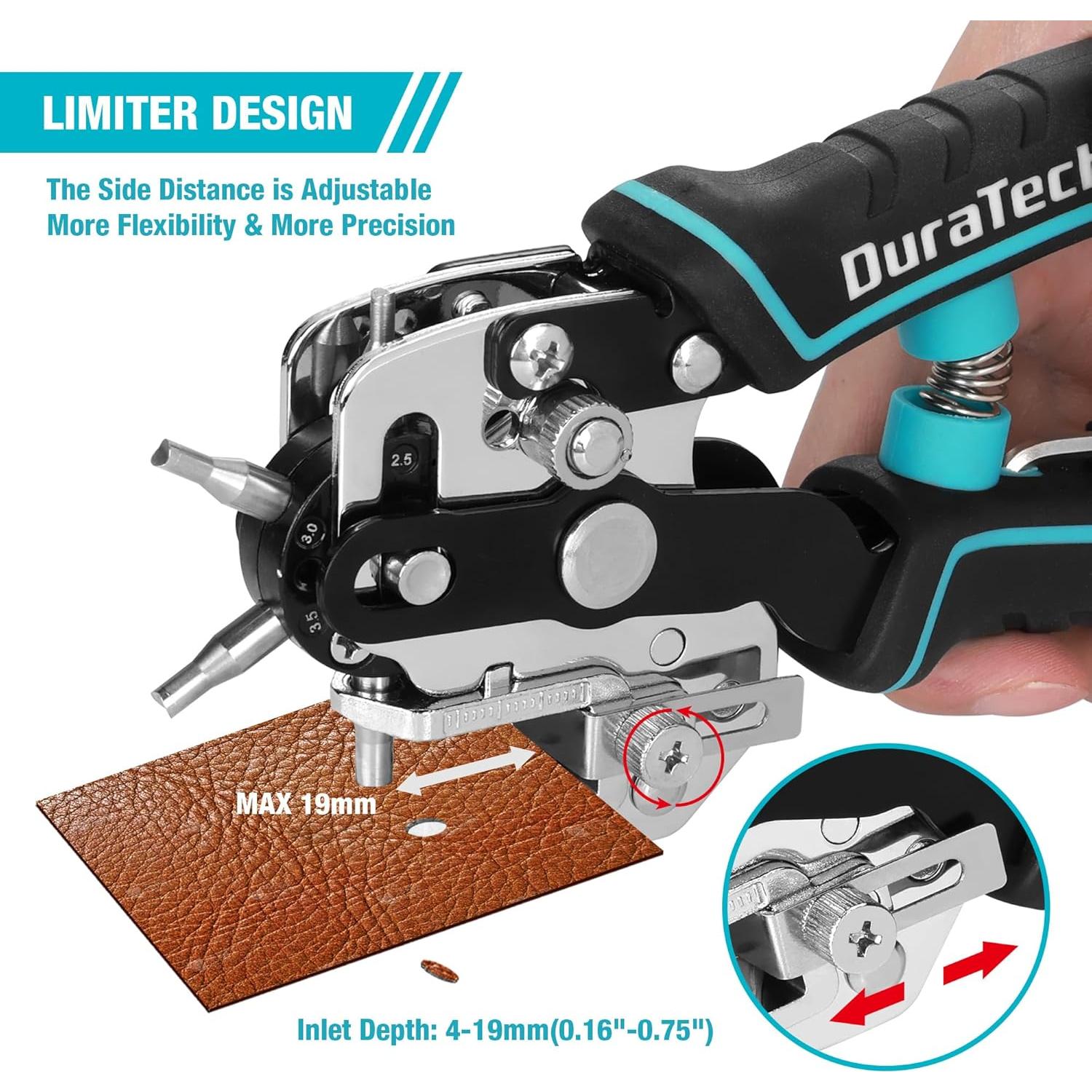 Perforadora de Cuero Duratech con 6 Tamaños de Agujeros