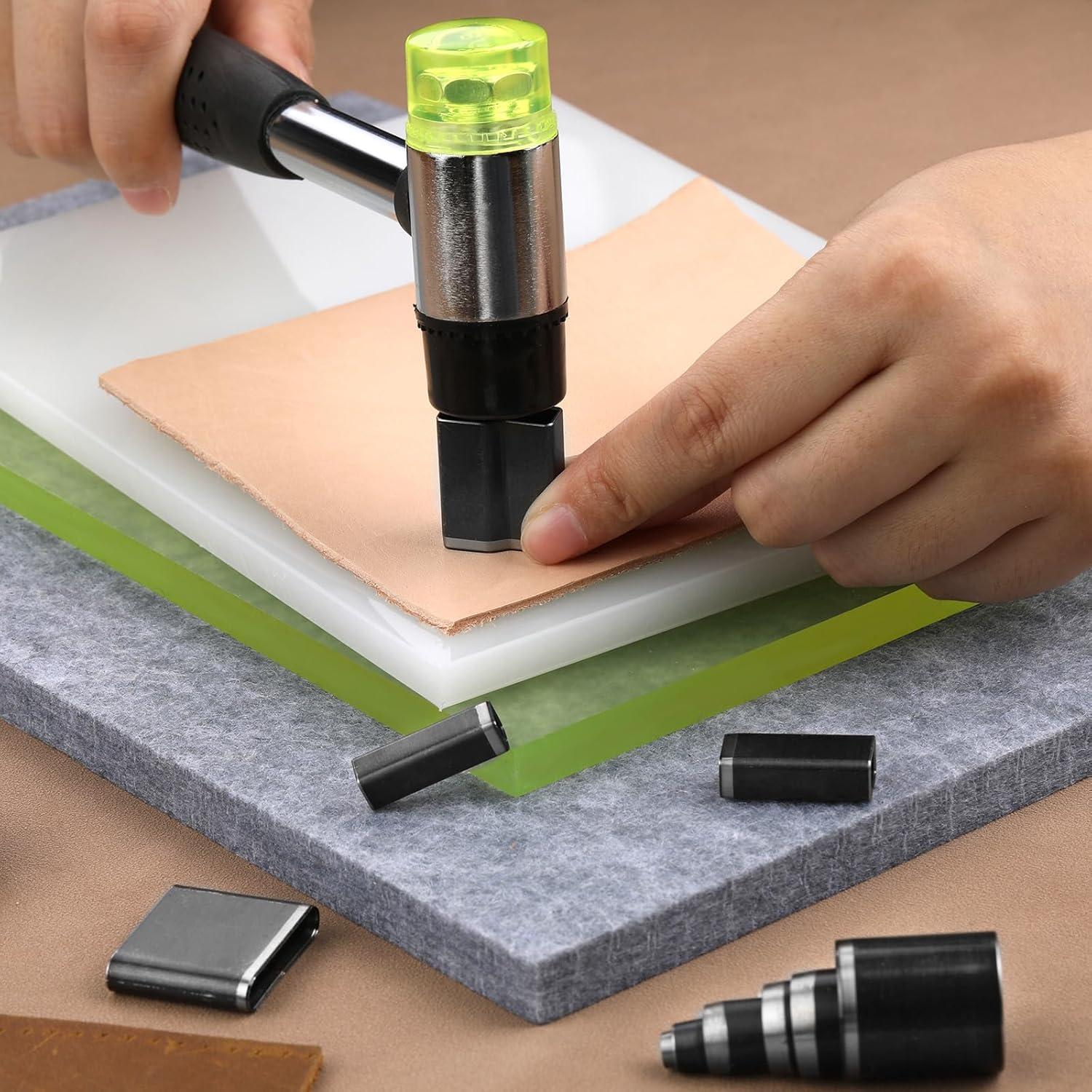 Kit de Perforación de Cuero Yizzvb 52 Formas con Martillo