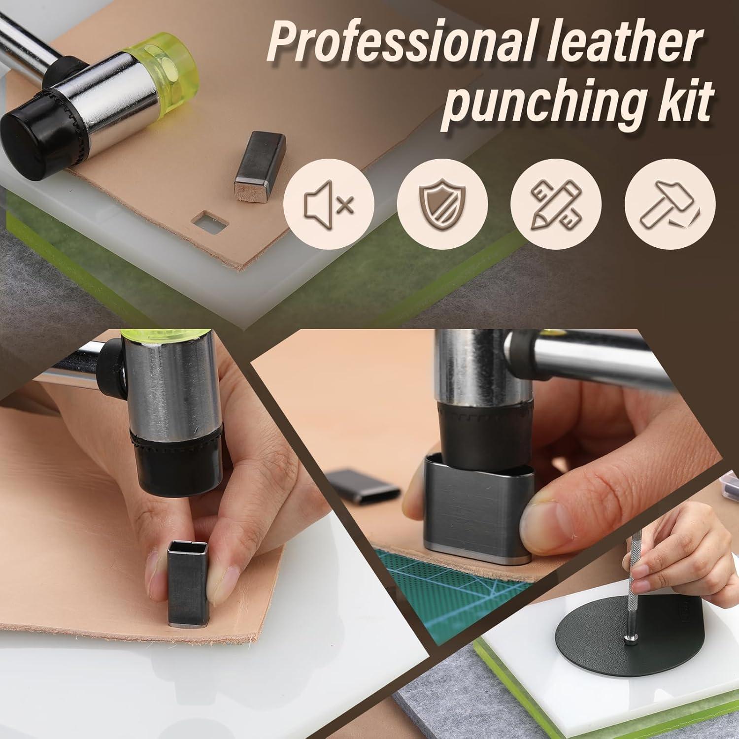 Kit de Perforación de Cuero Yizzvb 52 Formas con Martillo