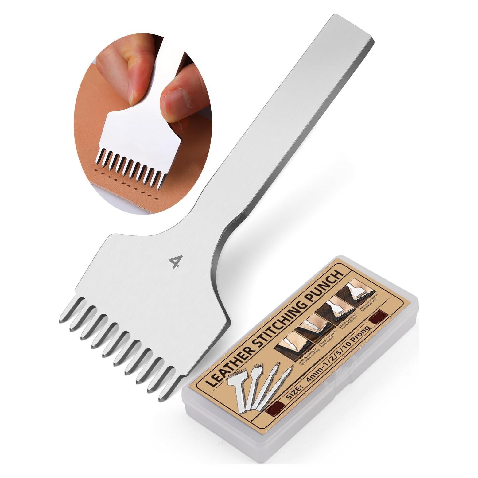 Punzonadora de Cuero FOUSNOW 4mm con 10 Puntas para DIY