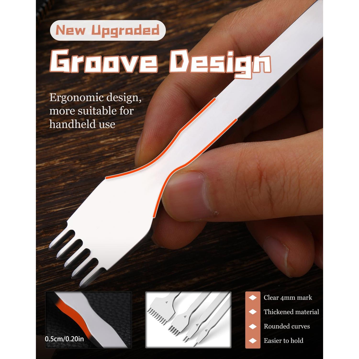 Punzonadora de Cuero FOUSNOW 4mm con 10 Puntas para DIY