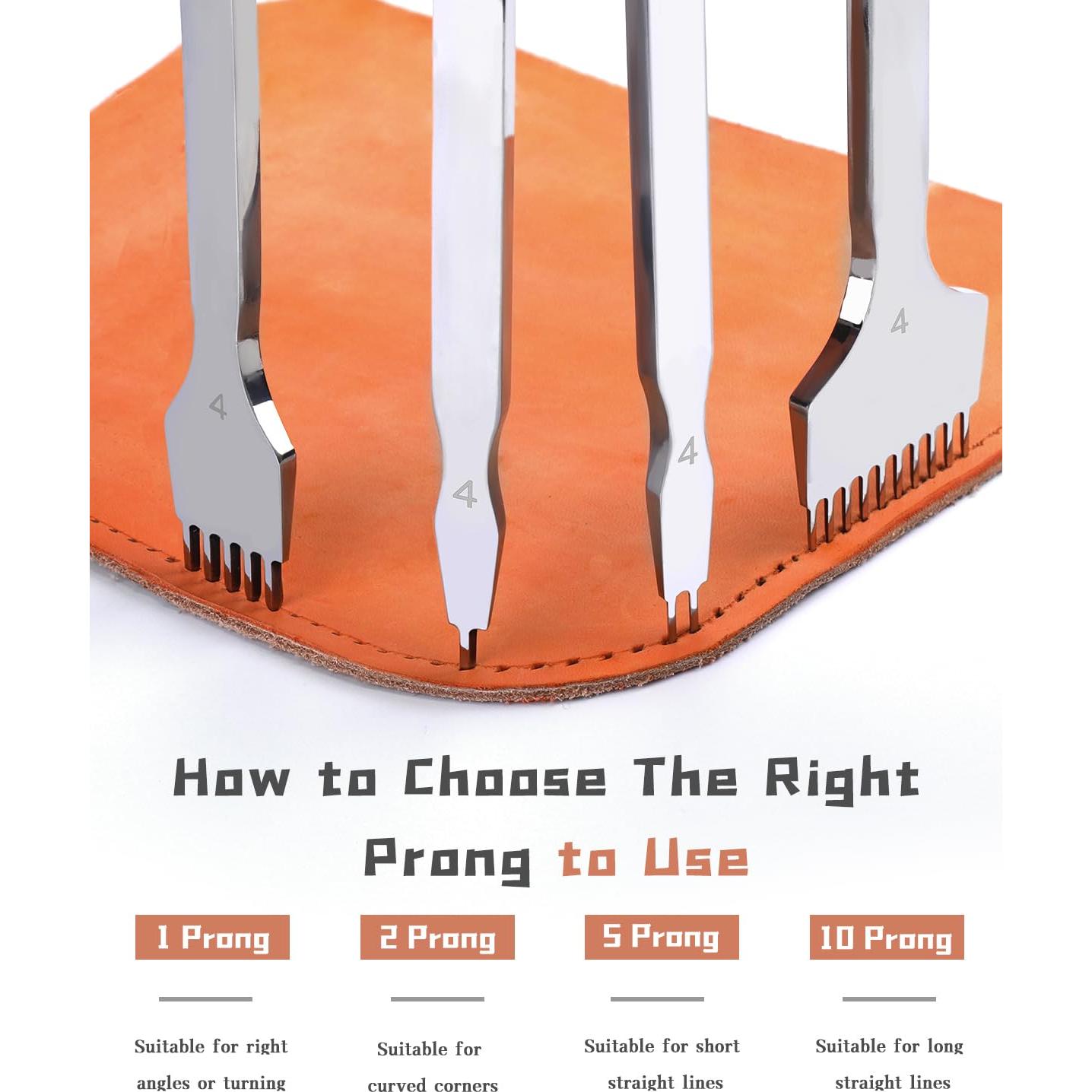 Punzonadora de Cuero FOUSNOW 4mm con 10 Puntas para DIY