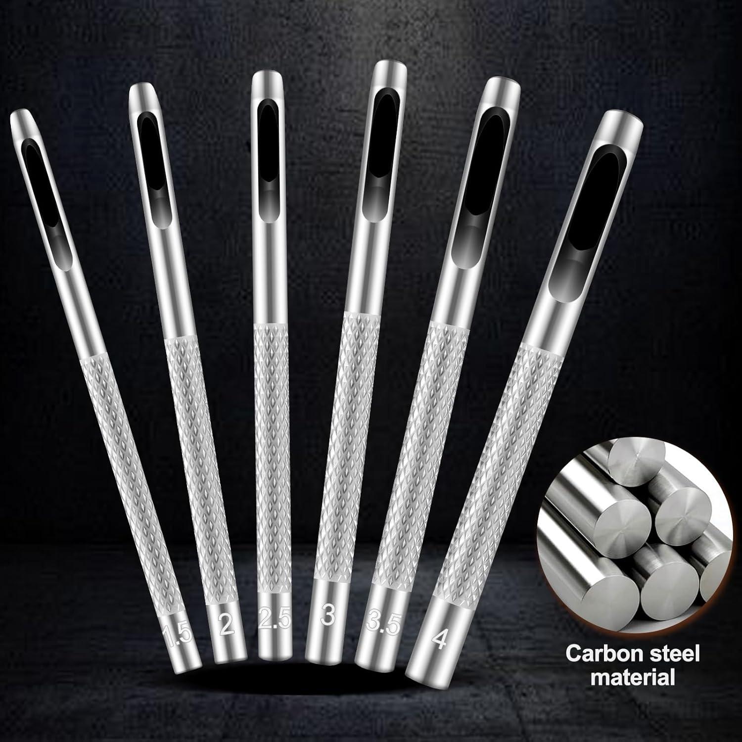 Juego de Punch de Agujeros de Cuero GAQWOK 6 Piezas 1.5mm-4mm