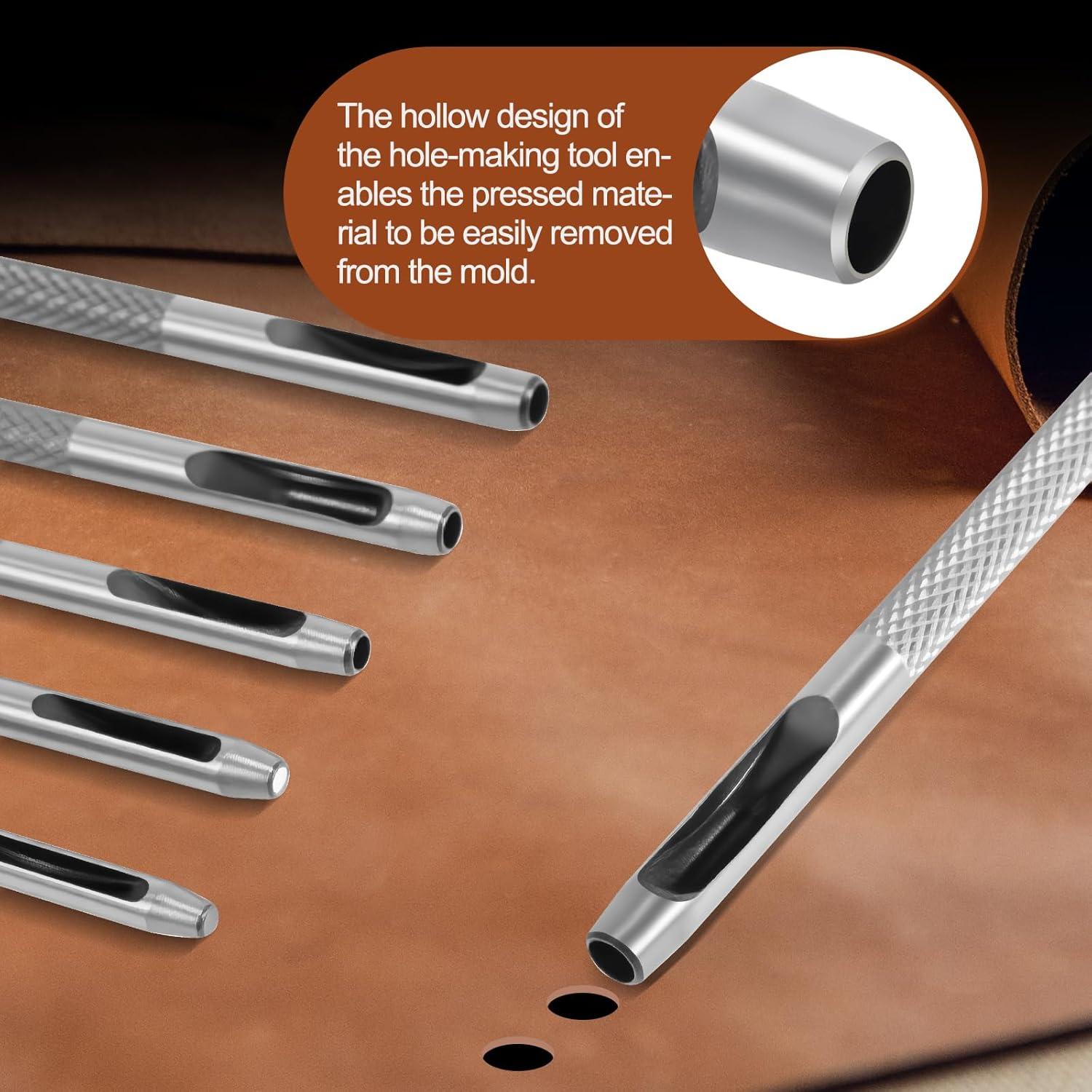 Juego de Punch de Agujeros de Cuero GAQWOK 6 Piezas 1.5mm-4mm