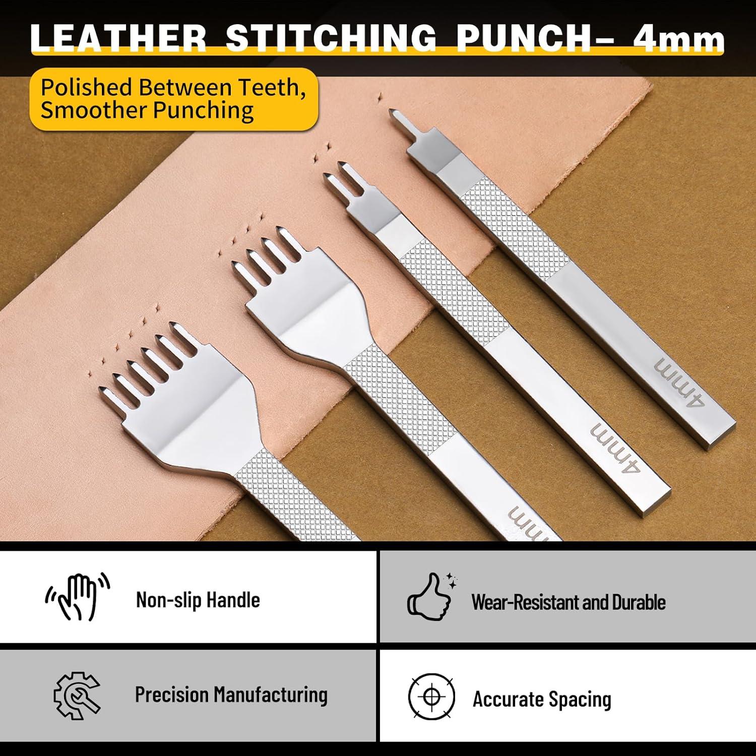 Punzonadora de Cuero MORFEN 17 Piezas 4mm para Costura