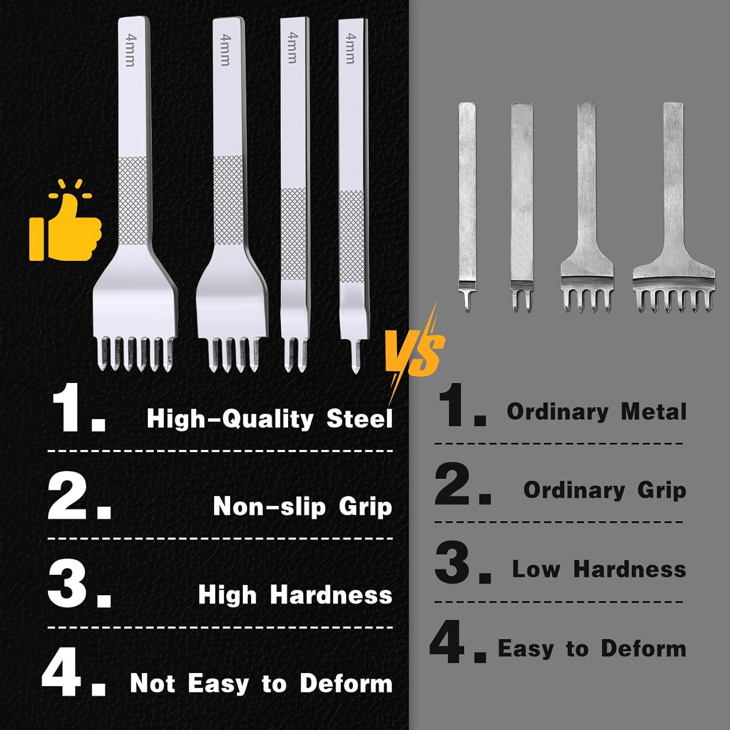 Punzonadora de Cuero MORFEN 17 Piezas 4mm para Costura