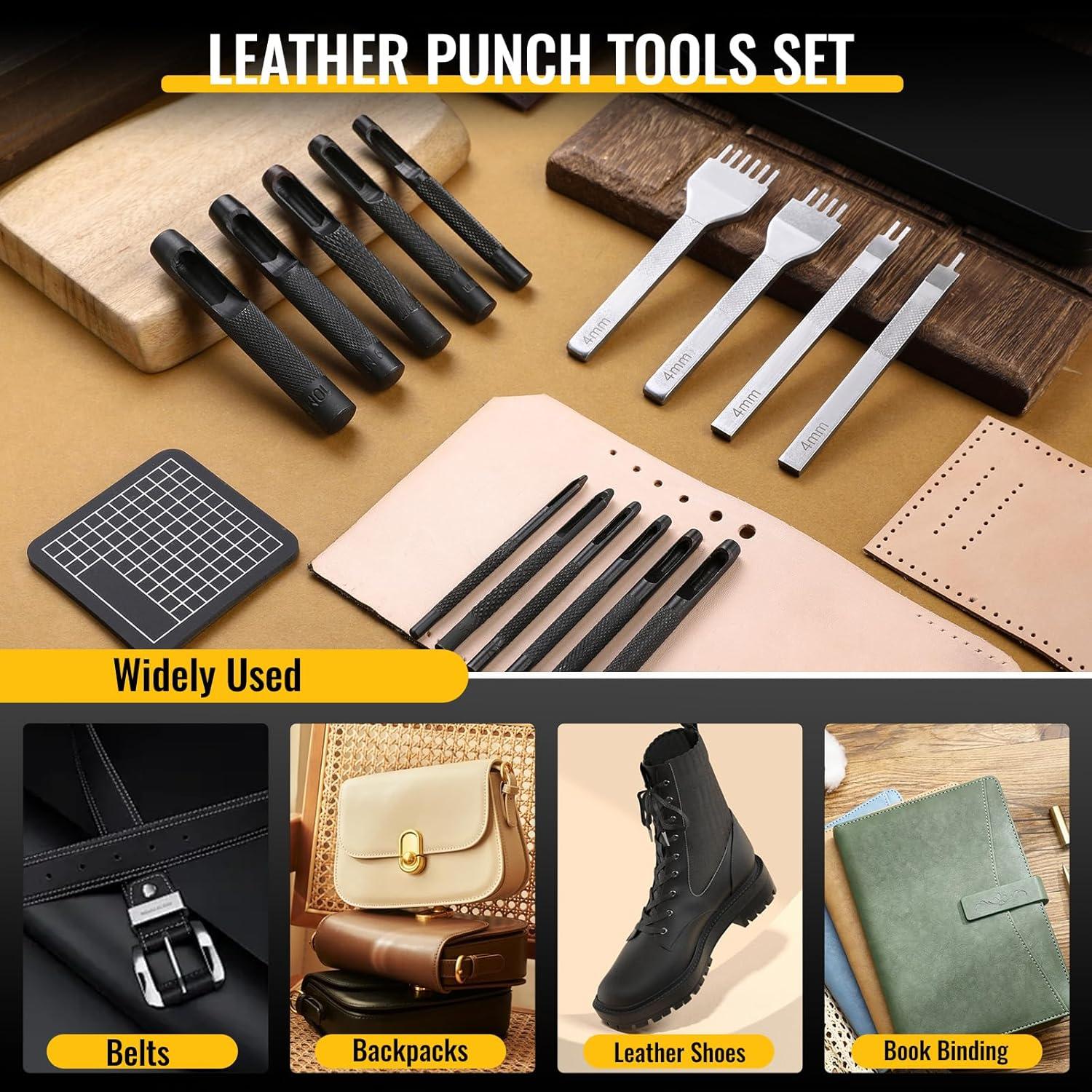 Punzonadora de Cuero MORFEN 17 Piezas 4mm para Costura