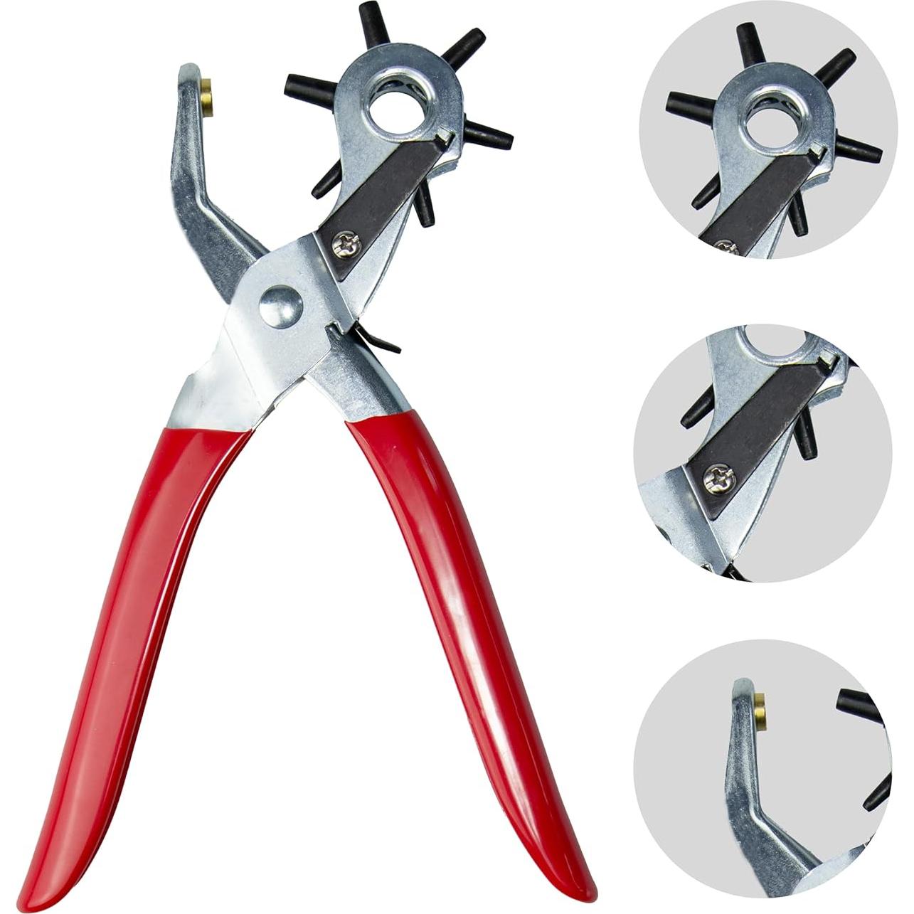 Perforadora de Agujeros de Cuero DRWH, 6 Posiciones, Ergonómica