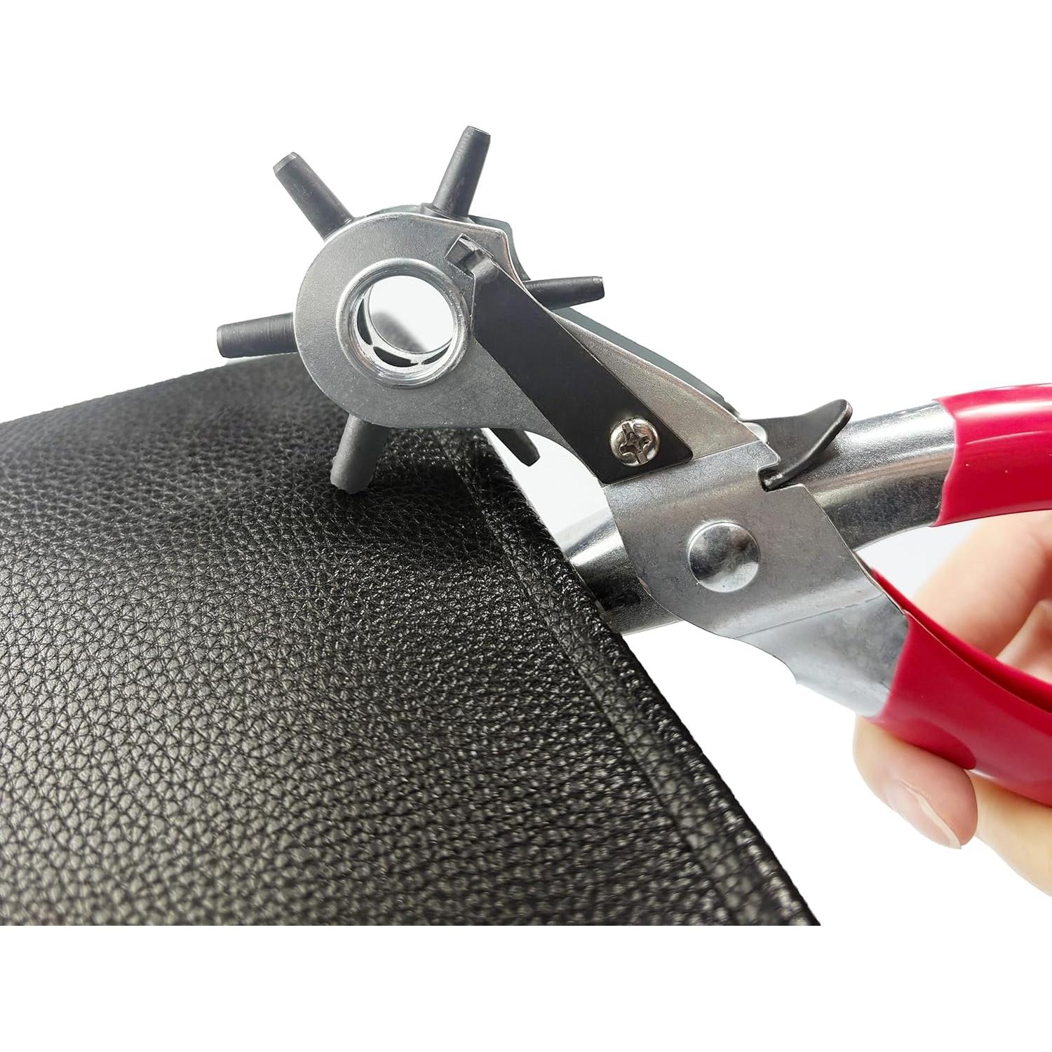 Perforadora de Agujeros de Cuero DRWH, 6 Posiciones, Ergonómica