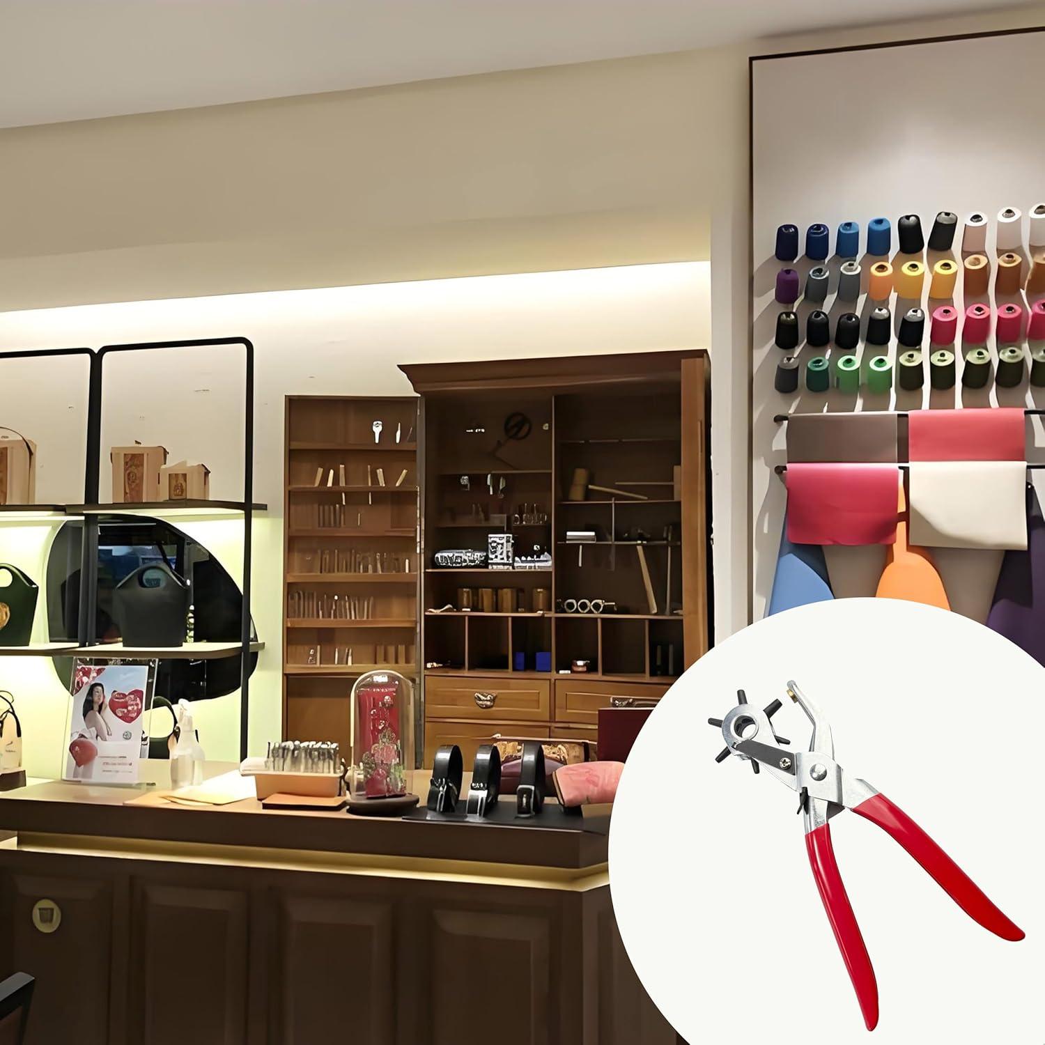 Perforadora de Agujeros de Cuero DRWH, 6 Posiciones, Ergonómica