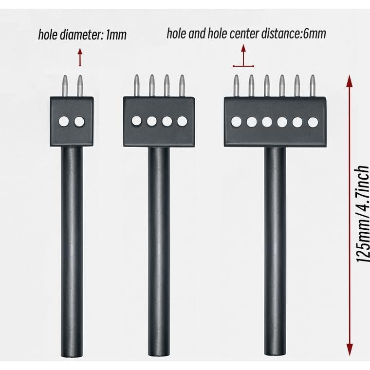 Juego de Perforación de Agujeros Redondos de Cuero RONGXINGSHENG 3pcs 6MM