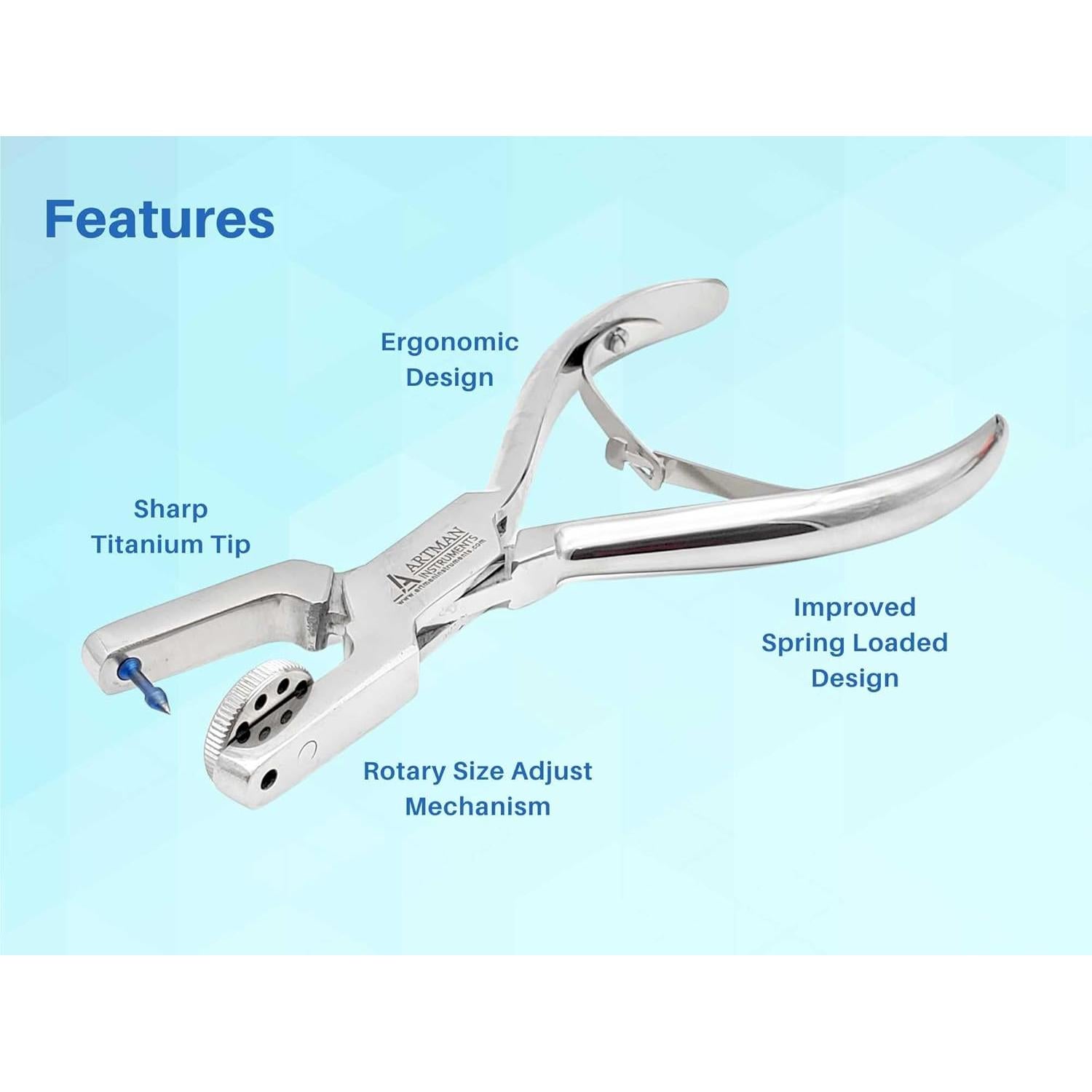 Alicates de Perforación Ainsworth Artman con Punta de Titanio 0.8-2mm