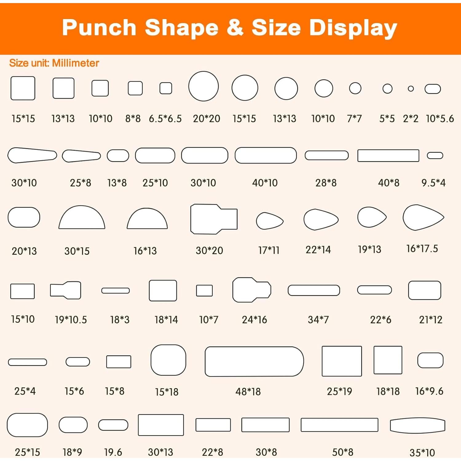 Juego de 56 Piezas Punch de Agujeros de Cuero YKSPLUSK