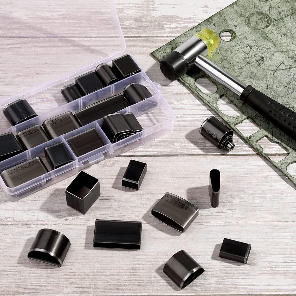 Juego de perforación de cuero Ftyiwu 52 formas con martillo