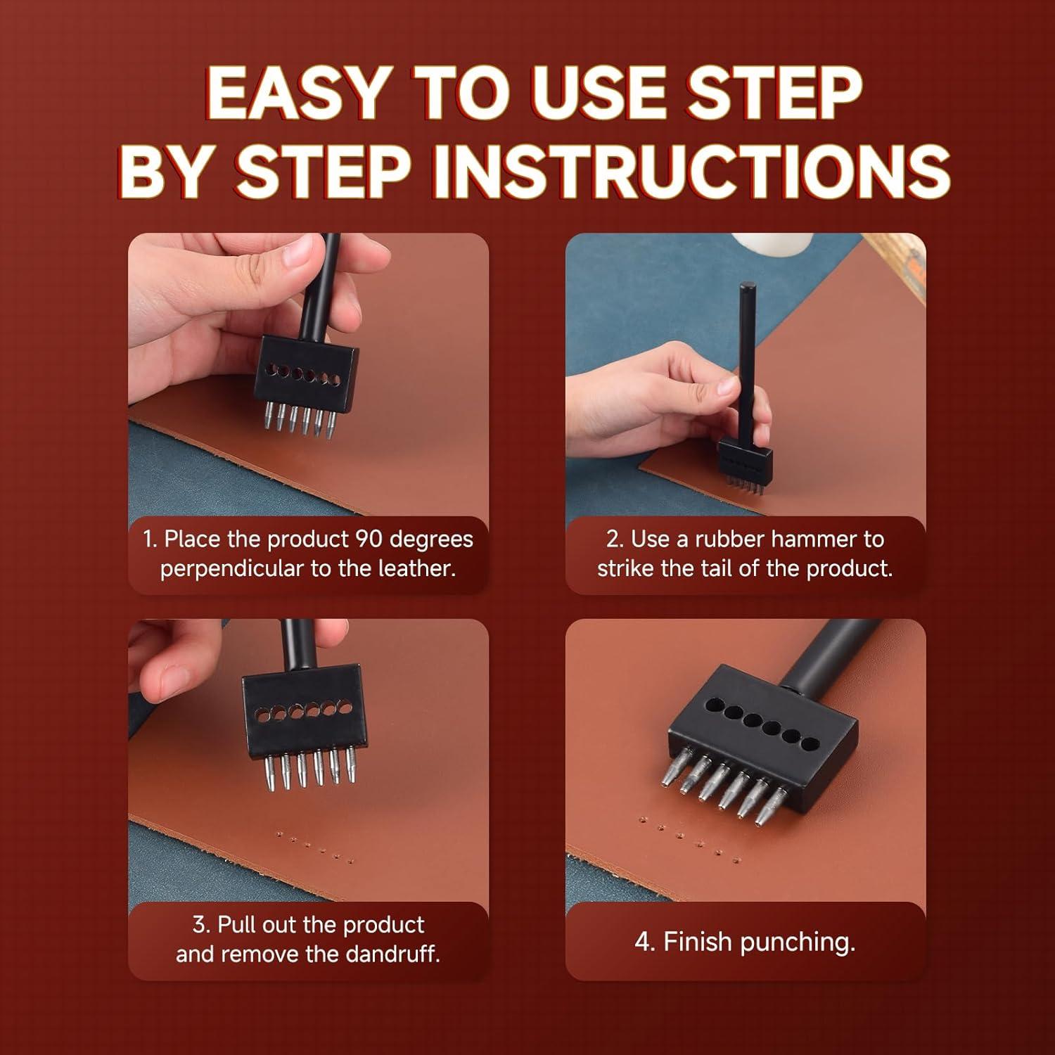 Juego de Herramientas de Perforación de Agujeros en Cuero Jyvrixa - 3 Piezas