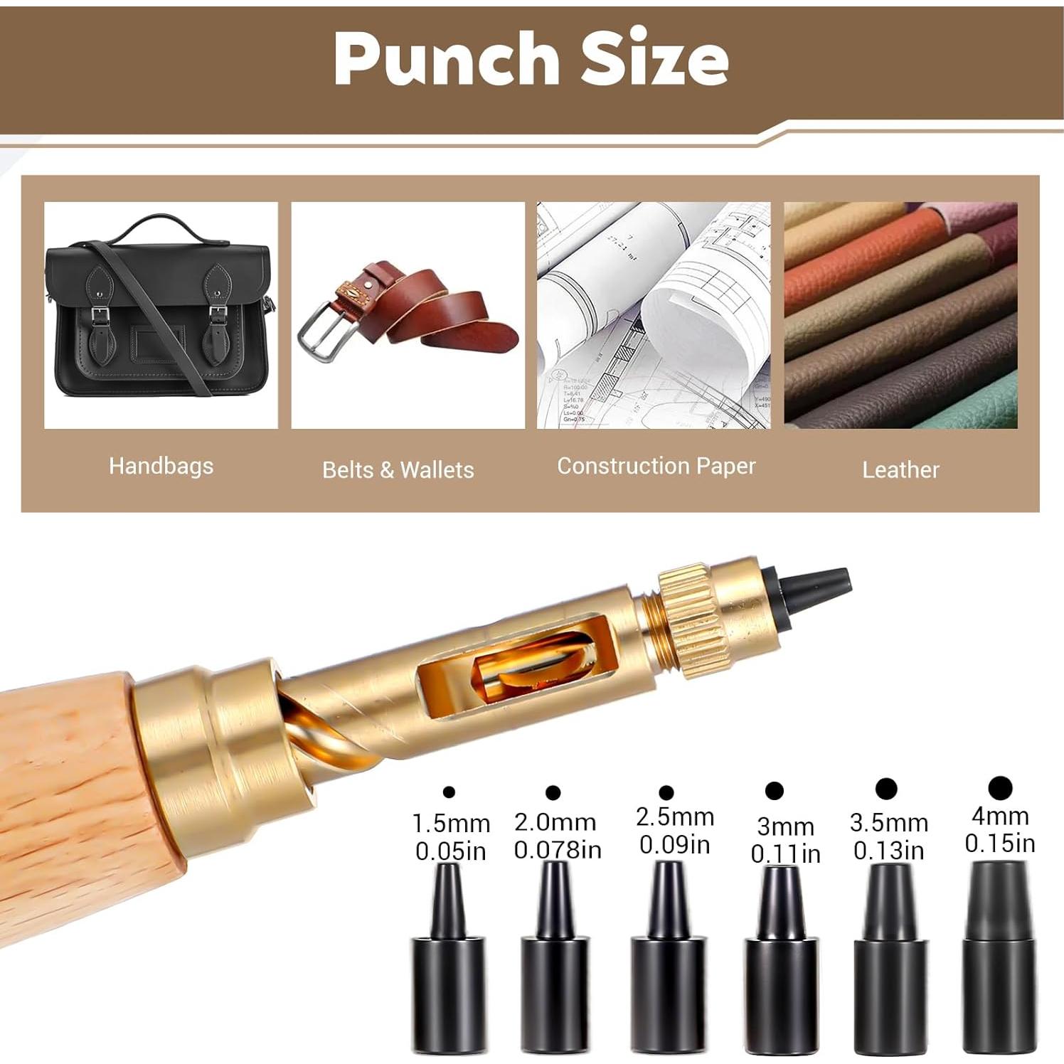 Punzón de Agujeros de Cuero QfwdfcTrenz con 6 Brocas 1.5-4mm