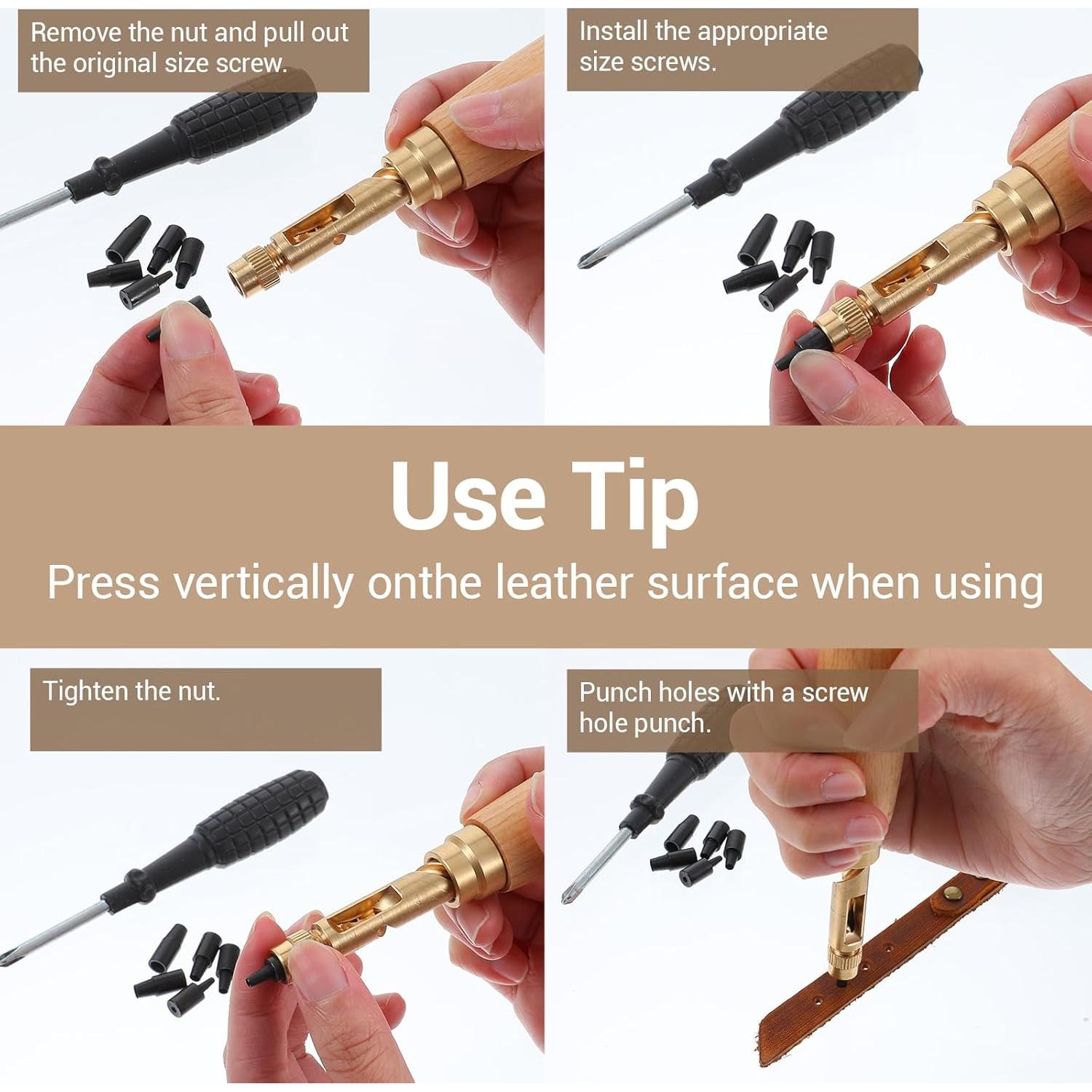 Punzón de Agujeros de Cuero QfwdfcTrenz con 6 Brocas 1.5-4mm