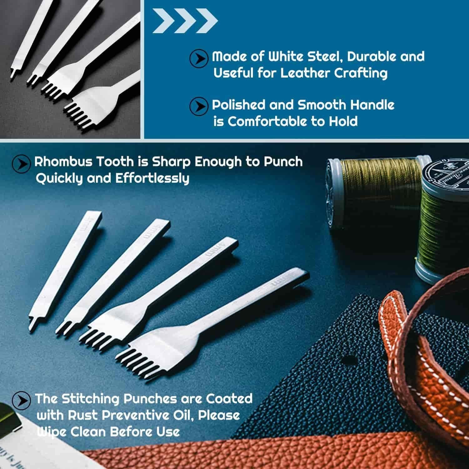 Kit de Costura de Cuero Cridoz 35 Piezas con Punzón y Agujas