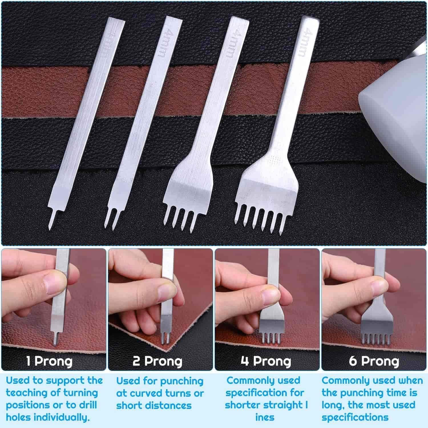 Kit de Costura de Cuero Cridoz 35 Piezas con Punzón y Agujas