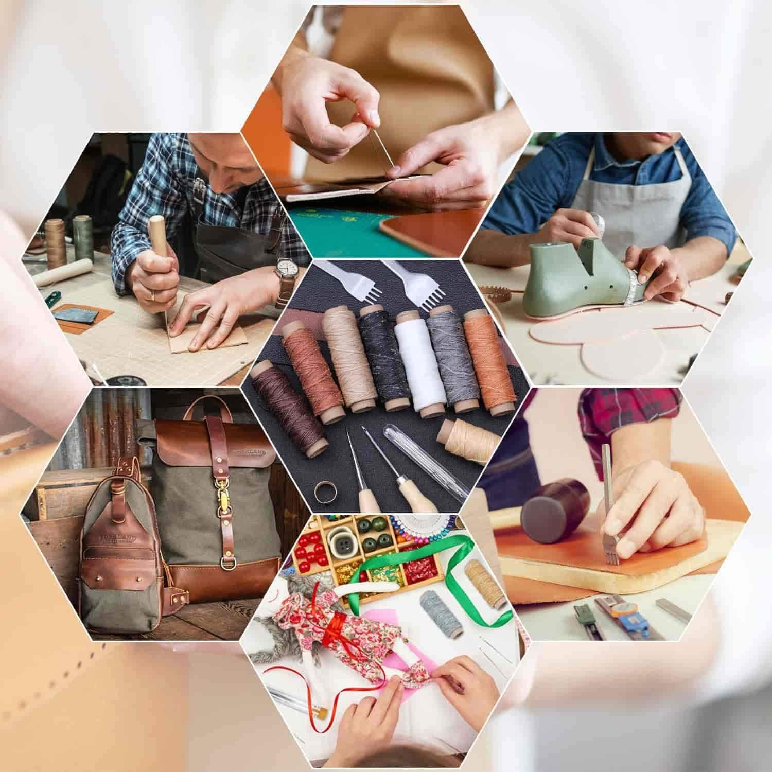 Kit de Costura de Cuero Cridoz 35 Piezas con Punzón y Agujas