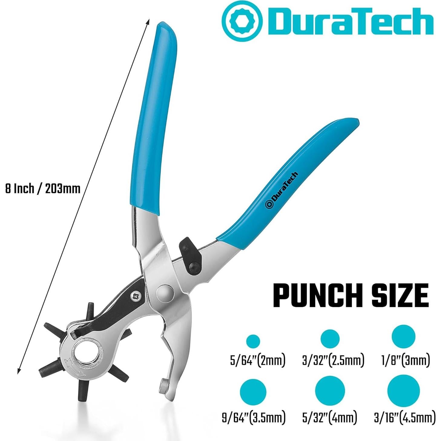 Perforadora Giratoria DURATECH 20 cm para Cuero 6 Tamaños